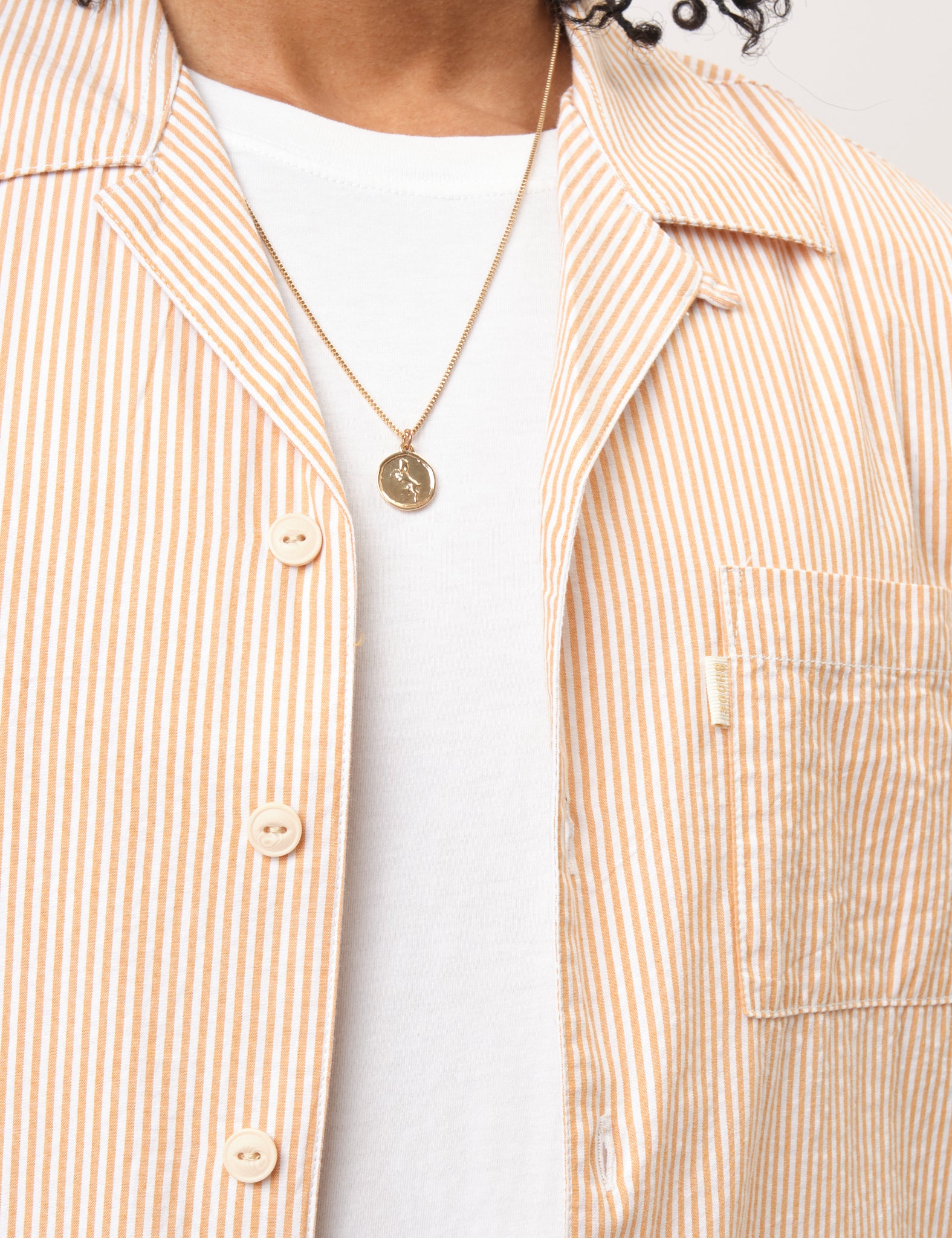 Bhode Cuca Seersucker Stripe Short Sleeve Shirt - Rust/White