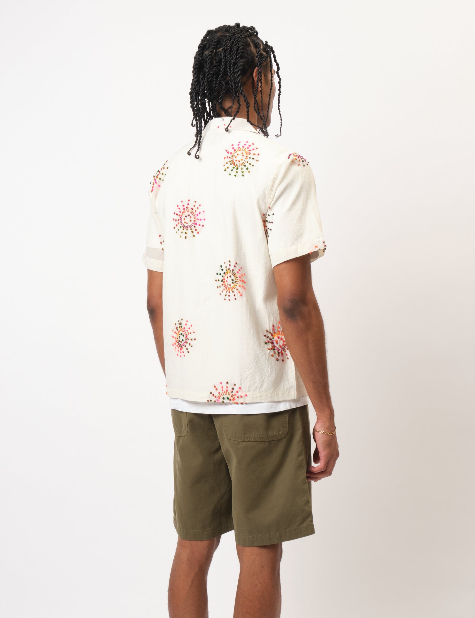 Bhode Knot Sun Hand Embroidered Shirt - Ivory White