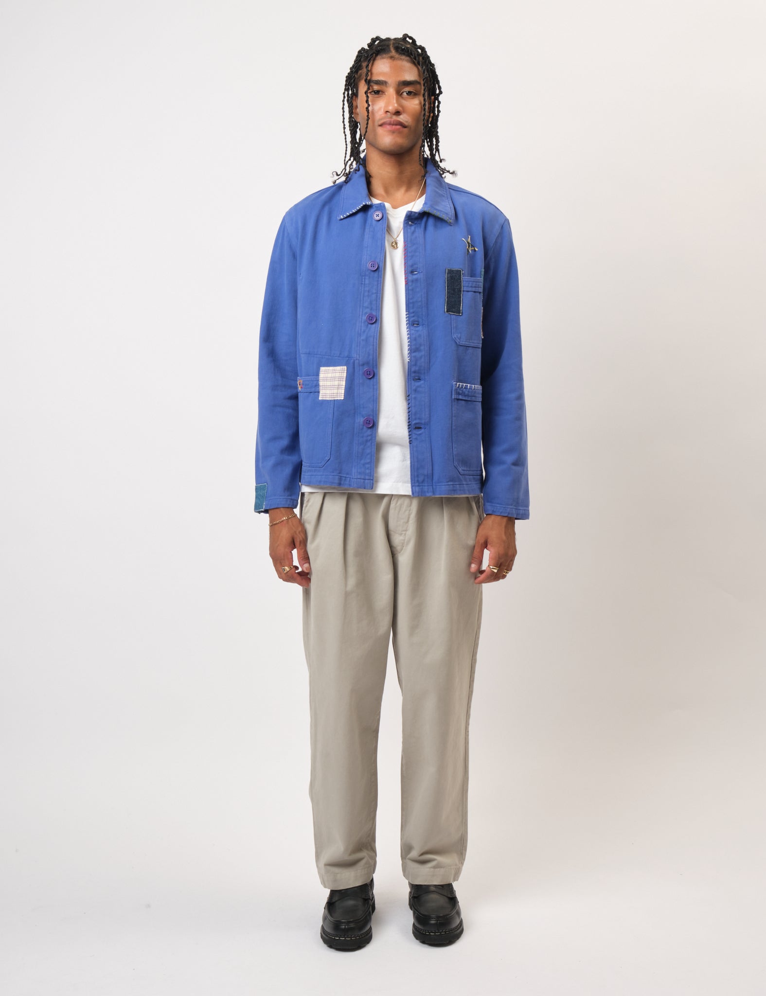 Bhode Chore Jacket (Patchwork) - Bugatti Blue