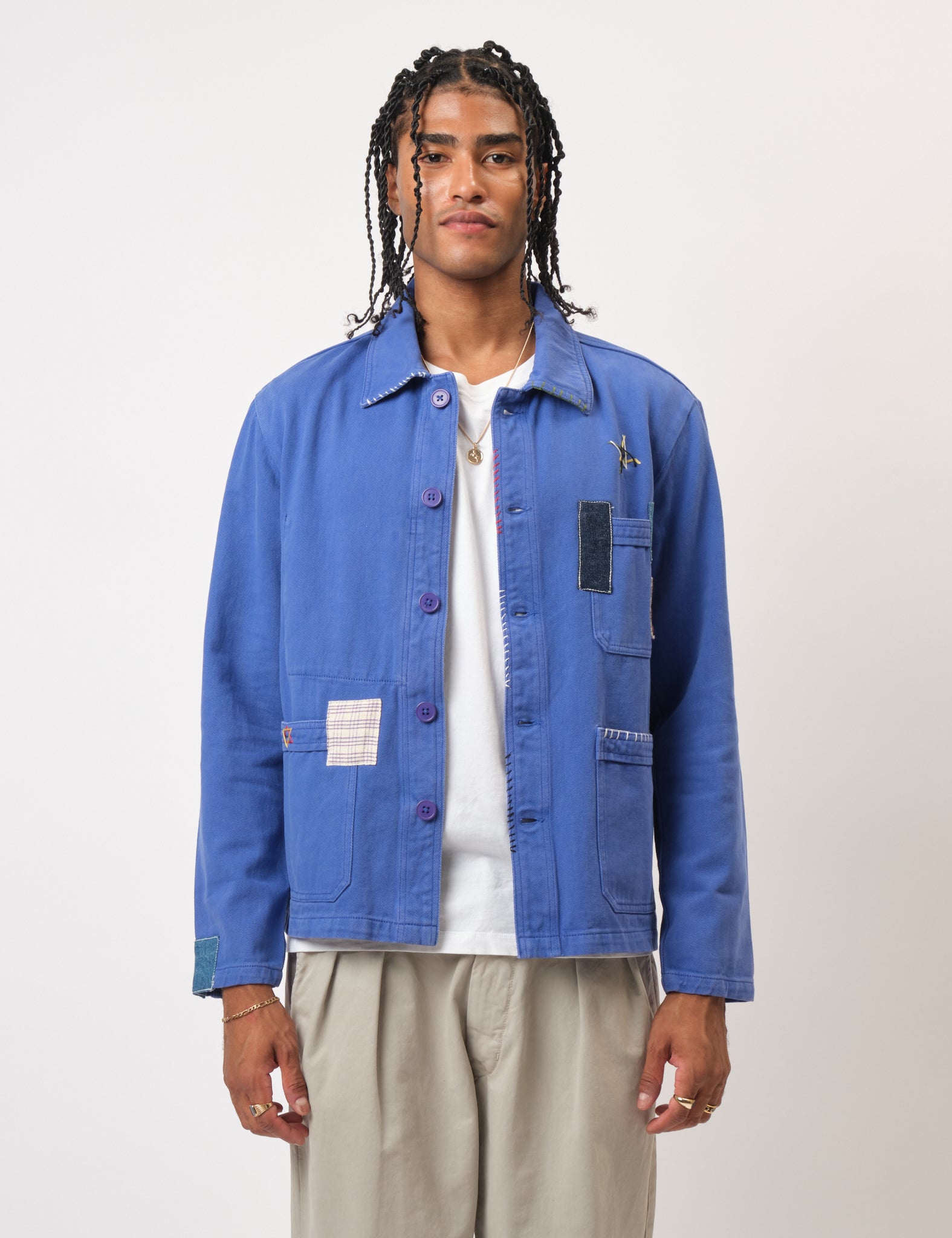 Bhode Chore Jacket (Patchwork) - Bugatti Blue