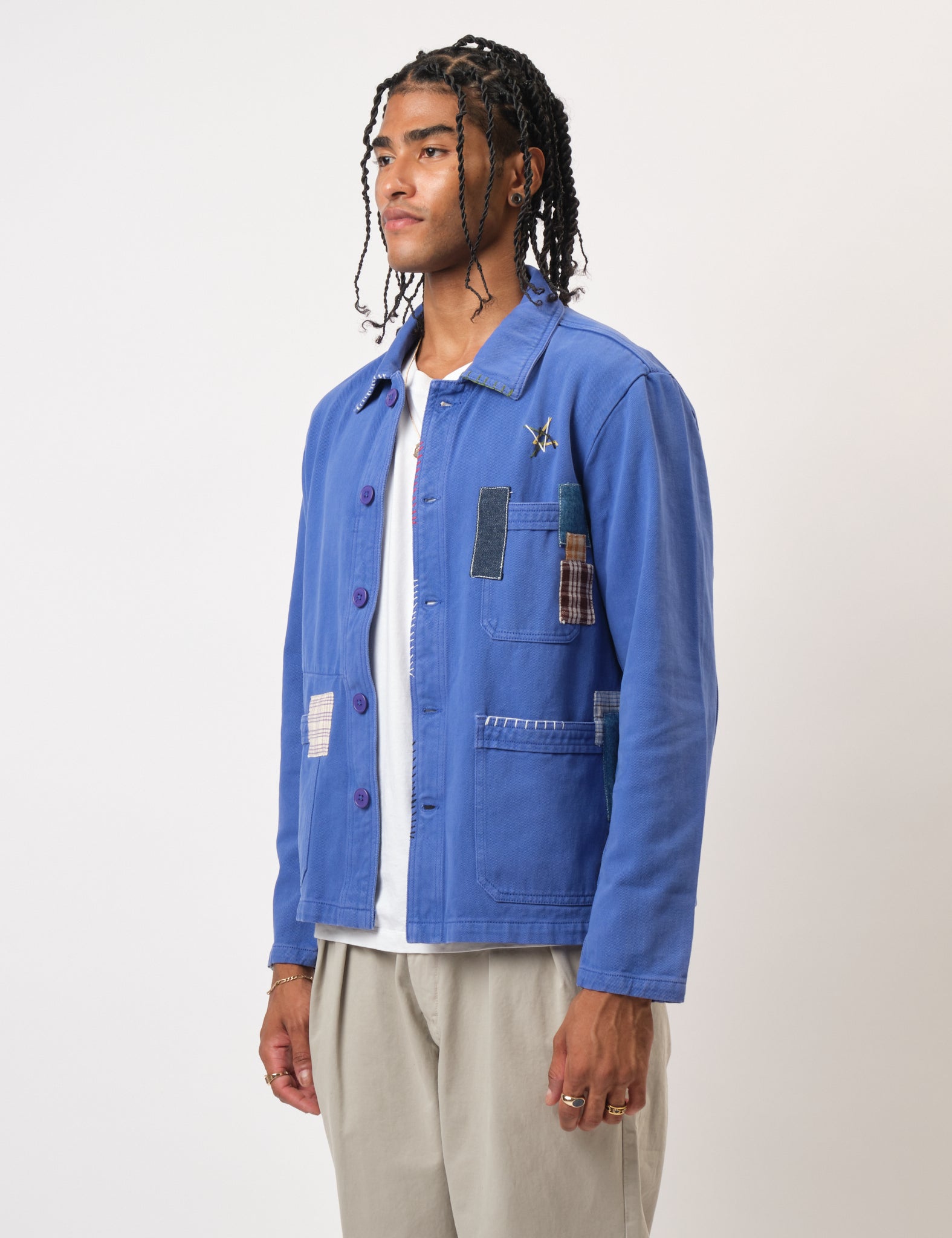 Bhode Chore Jacket (Patchwork) - Bugatti Blue