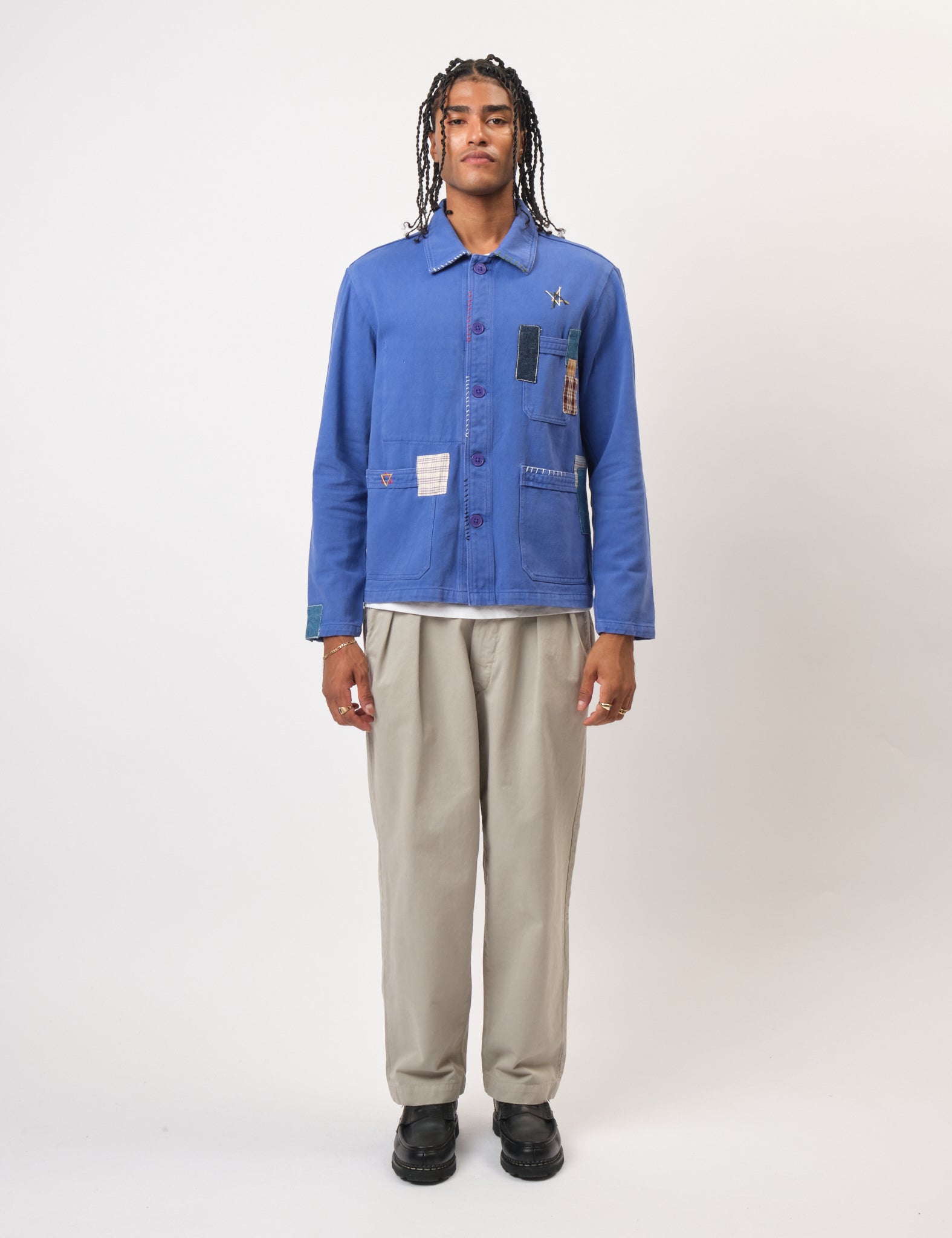 Bhode Chore Jacket (Patchwork) - Bugatti Blue