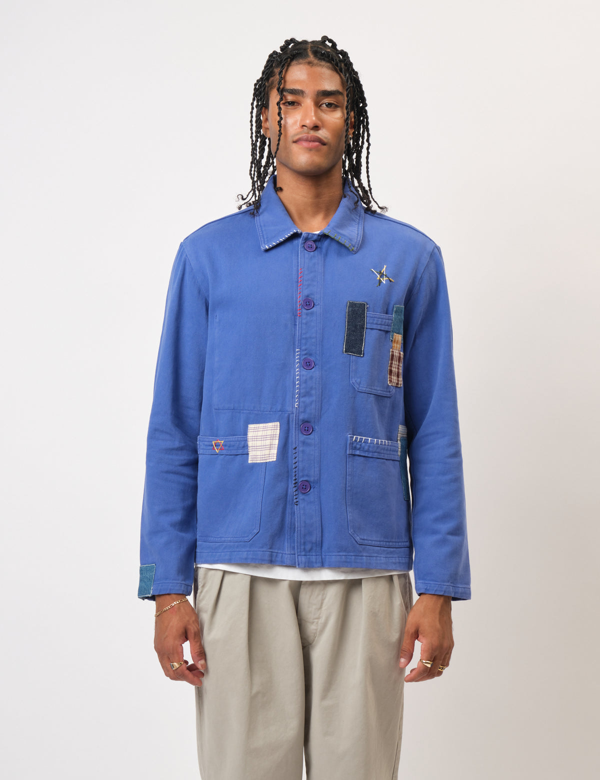 Bhode Chore Jacket (Patchwork) - Bugatti Blue | Bhode