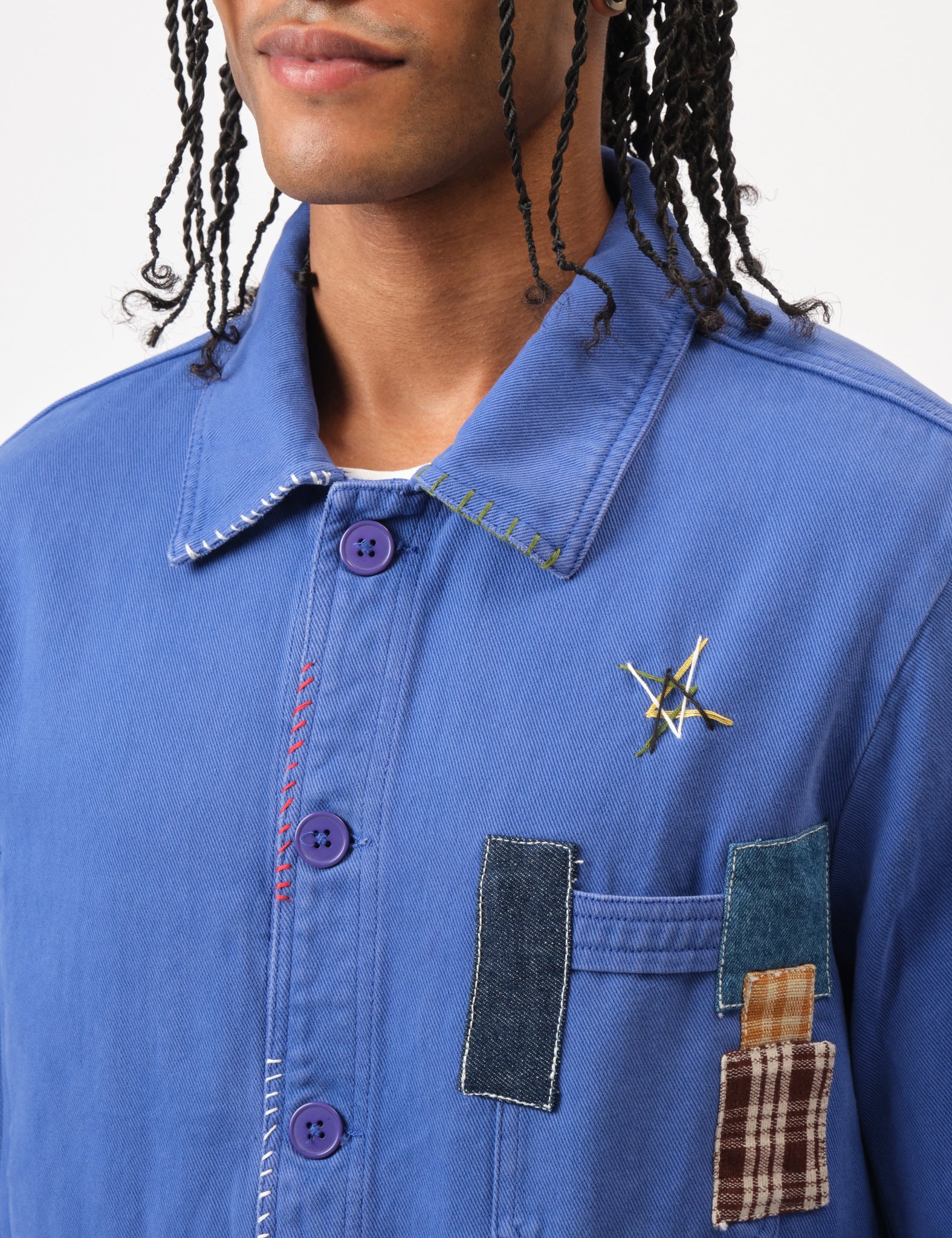 Bhode Chore Jacket (Patchwork) - Bugatti Blue