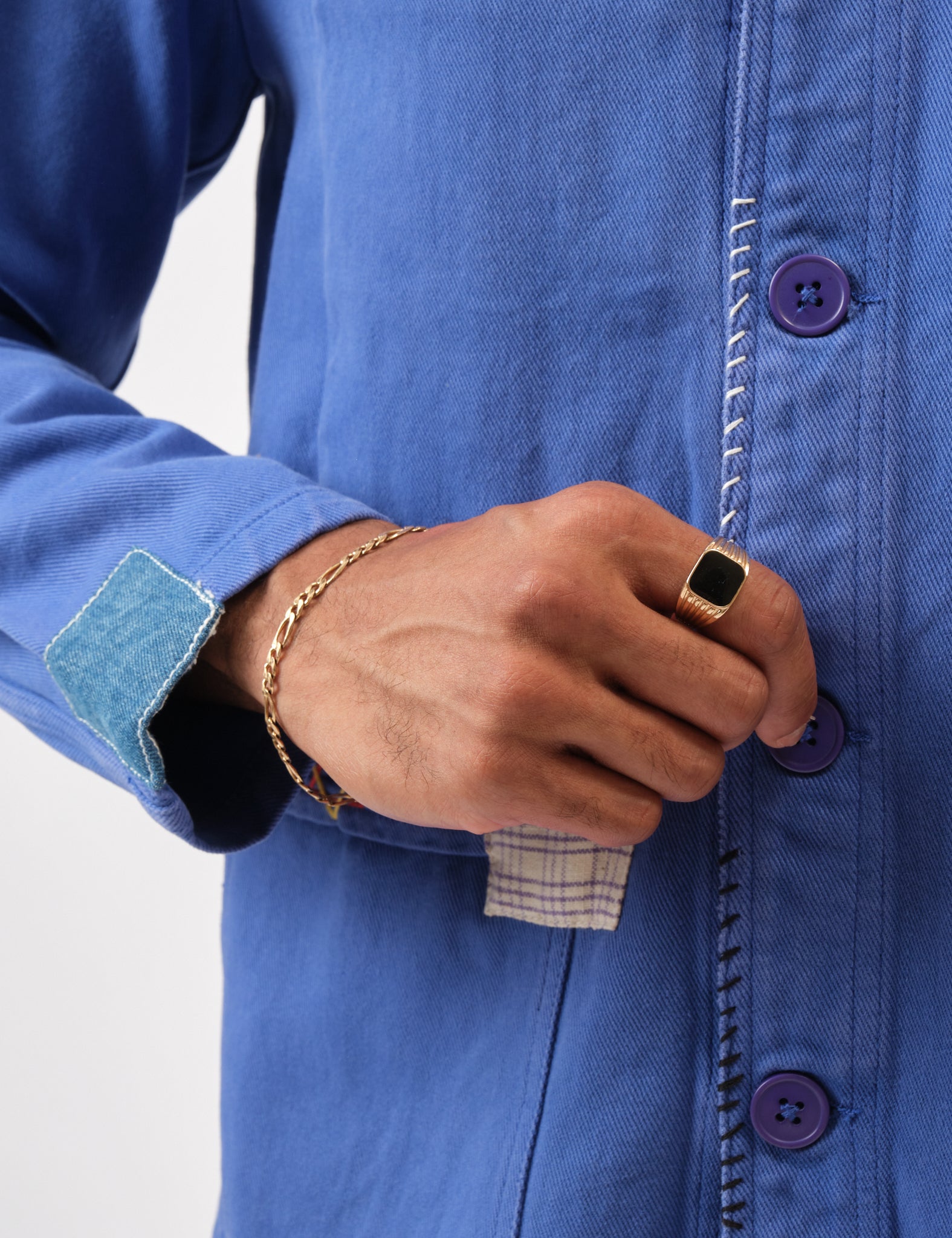 Bhode Chore Jacket (Patchwork) - Bugatti Blue