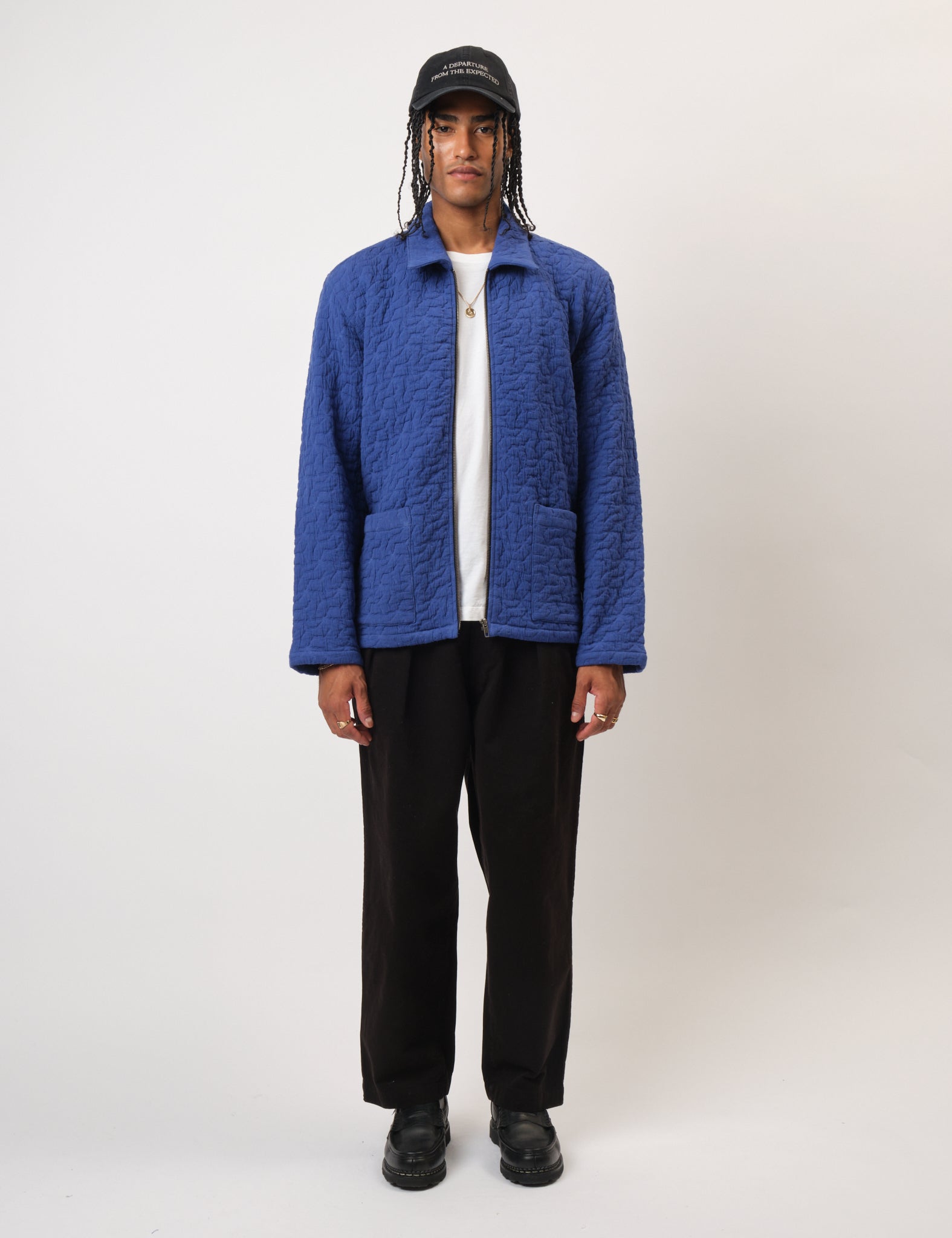 Bhode Textured Zip Jacket - Indigo Blue