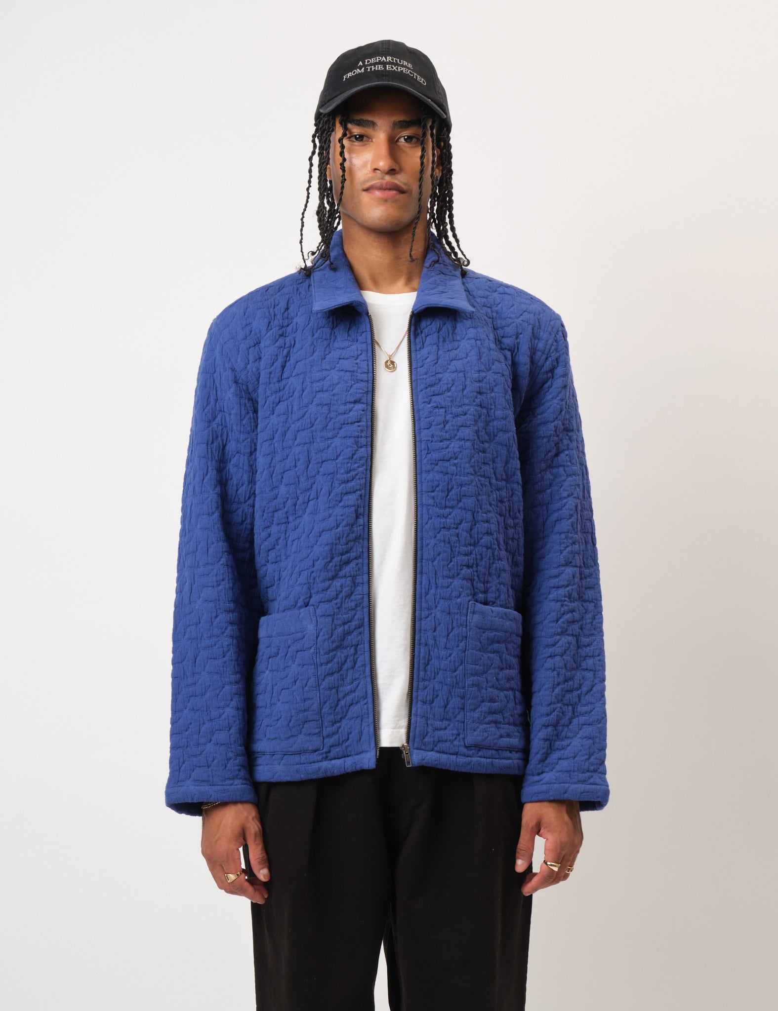 Bhode Textured Zip Jacket - Indigo Blue
