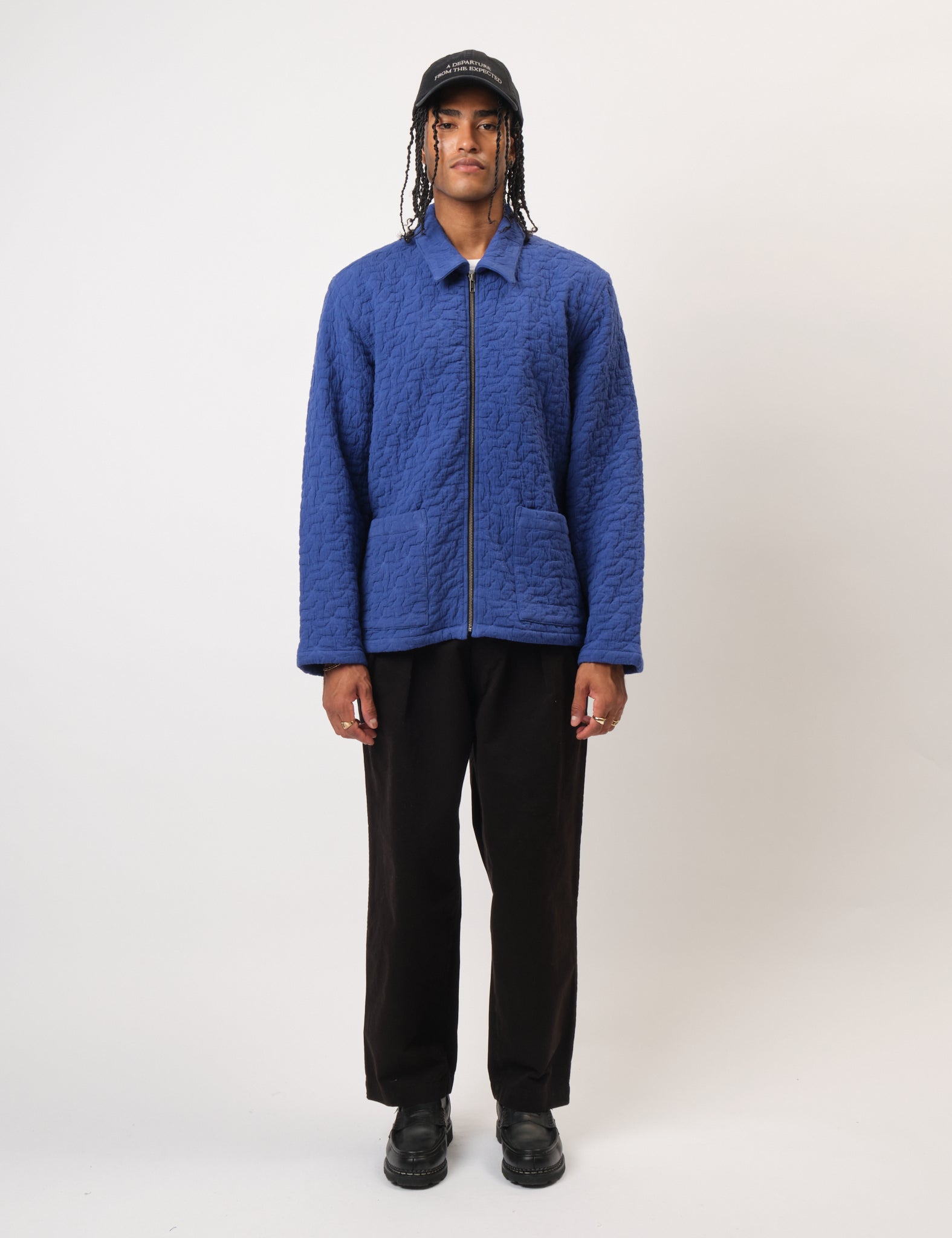 Bhode Textured Zip Jacket - Indigo Blue