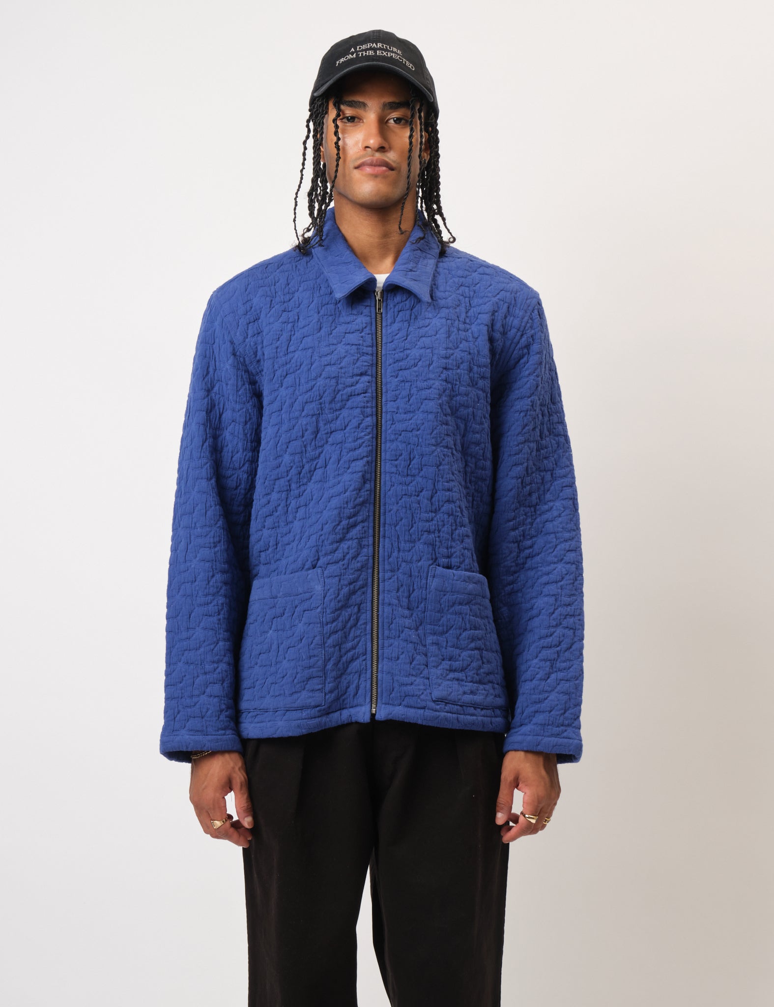 Bhode Textured Zip Jacket - Indigo Blue