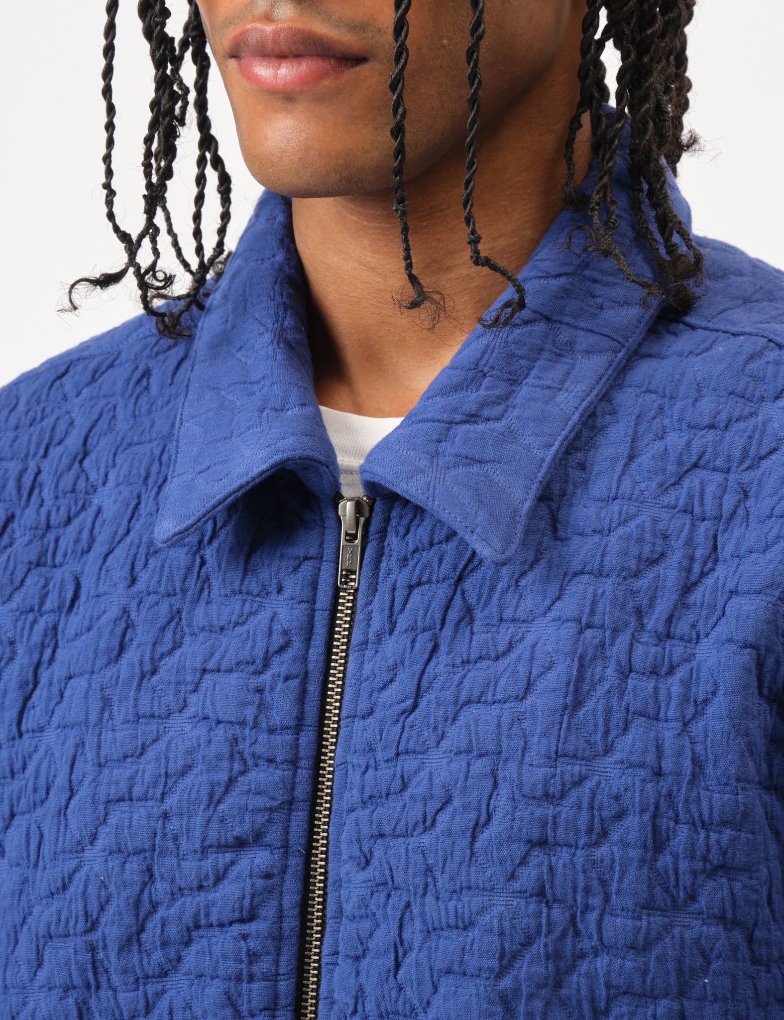 Bhode Textured Zip Jacket - Indigo Blue