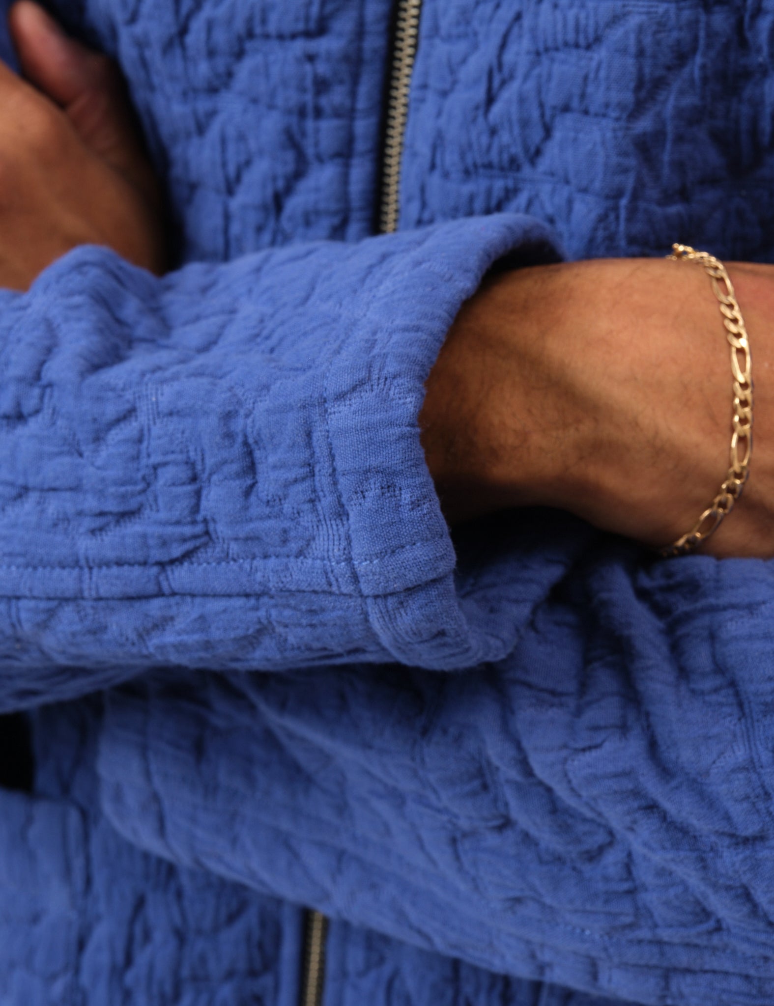 Bhode Textured Zip Jacket - Indigo Blue