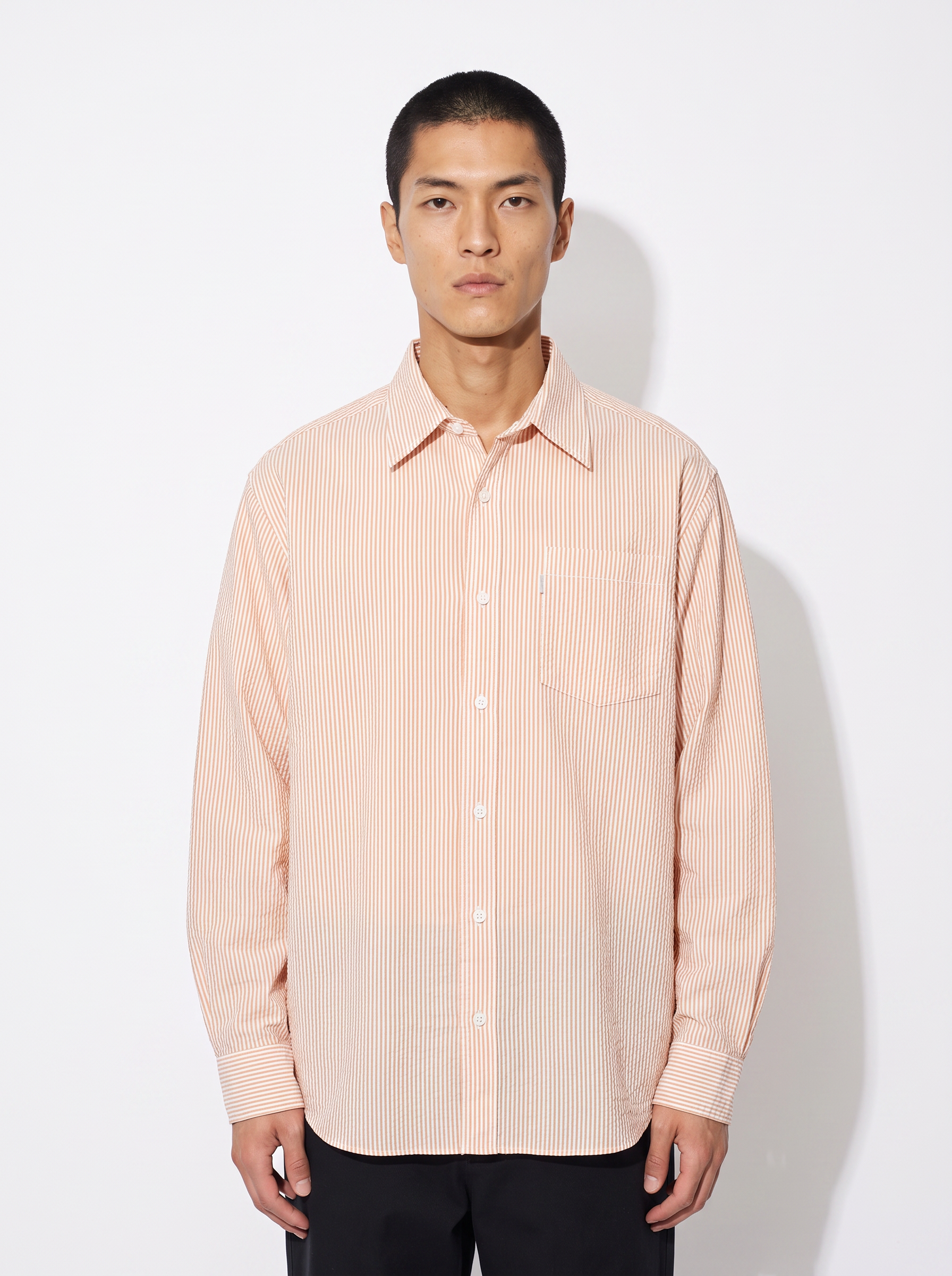 Bhode Box Seersucker Shirt - White/Rust