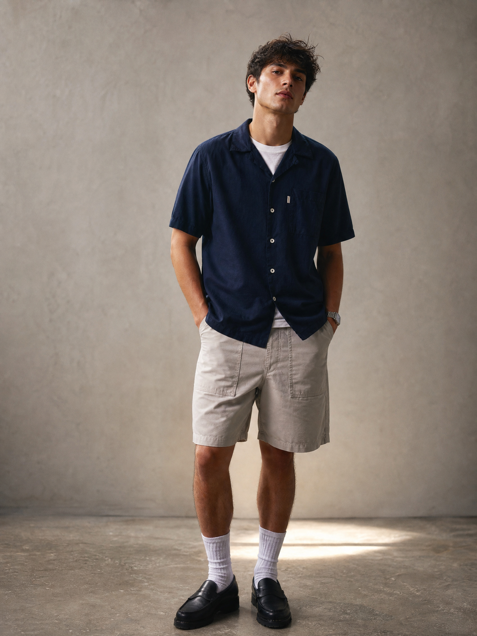 Bhode Cuca Short Sleeve Shirt (Linen) - Midnight Navy Blue