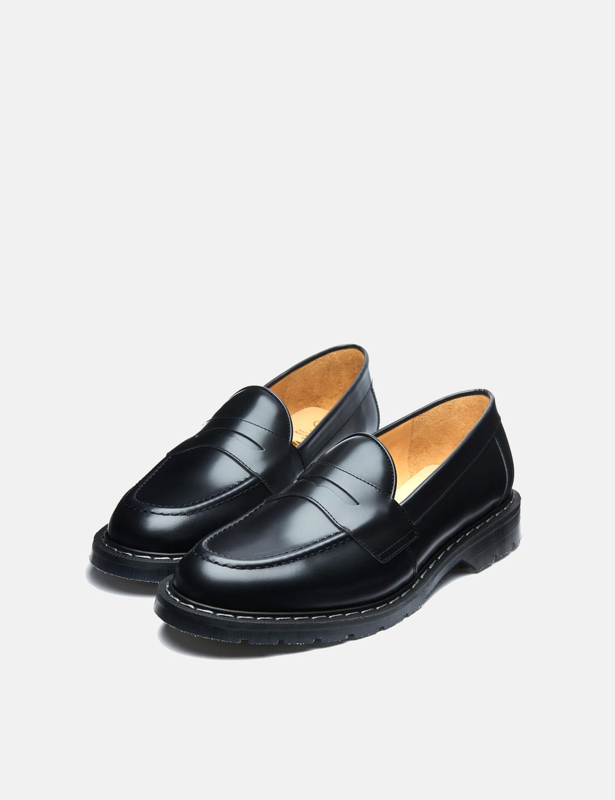 Solovair Penny Hi-Shine Loafers - Black