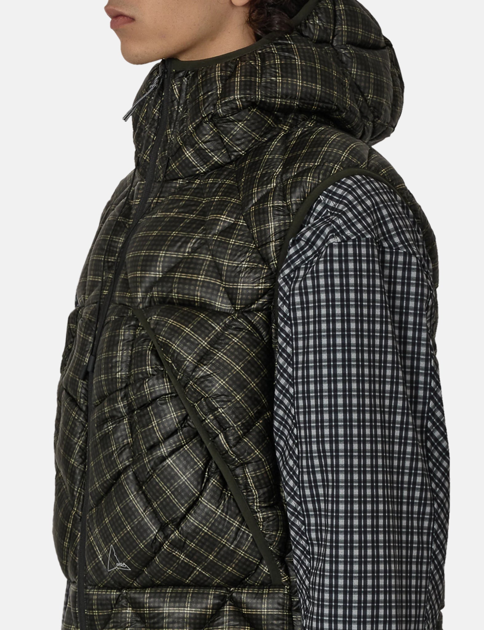 ROA Nuna 600 Fill Power Check Hooded Down Vest - Anthracite Grey