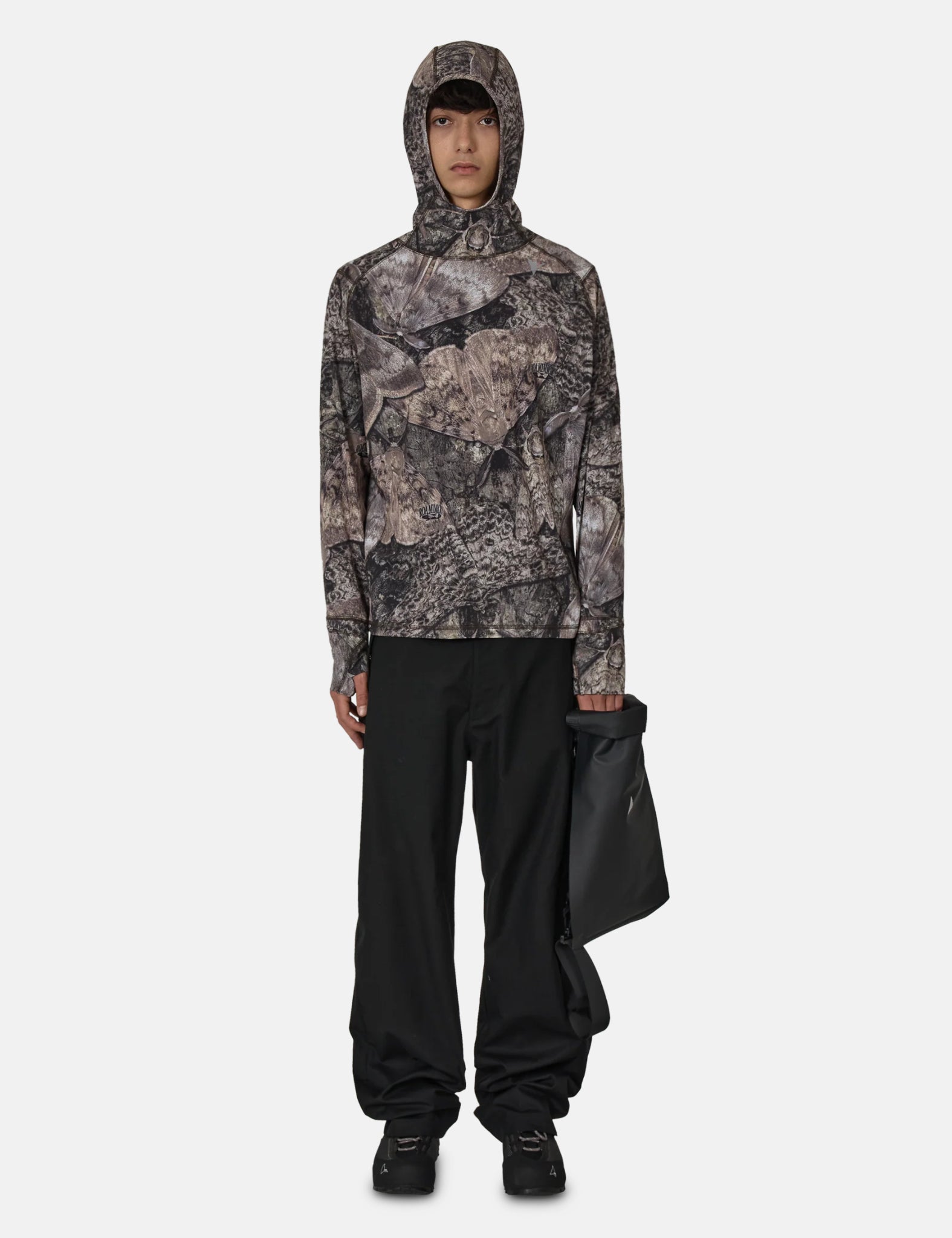ROA Lio Baselayer Moth Print Long Sleeve Hoodie - Brown — BHODE
