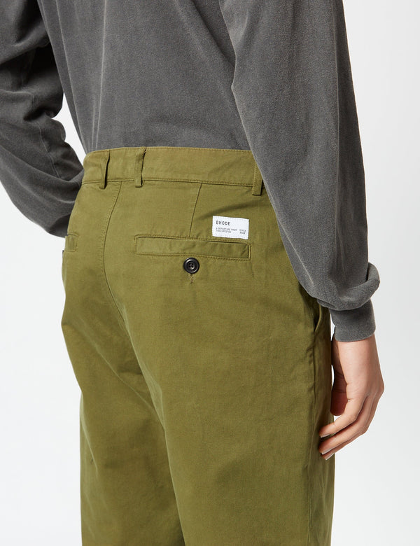 Bhode Everyday Pant Italian Cotton (Relaxed, Straight) - Olive Green