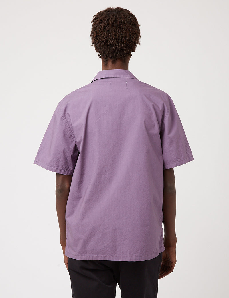 Bhode Revere Collar Shirt (Italian Poplin) - Space Purple