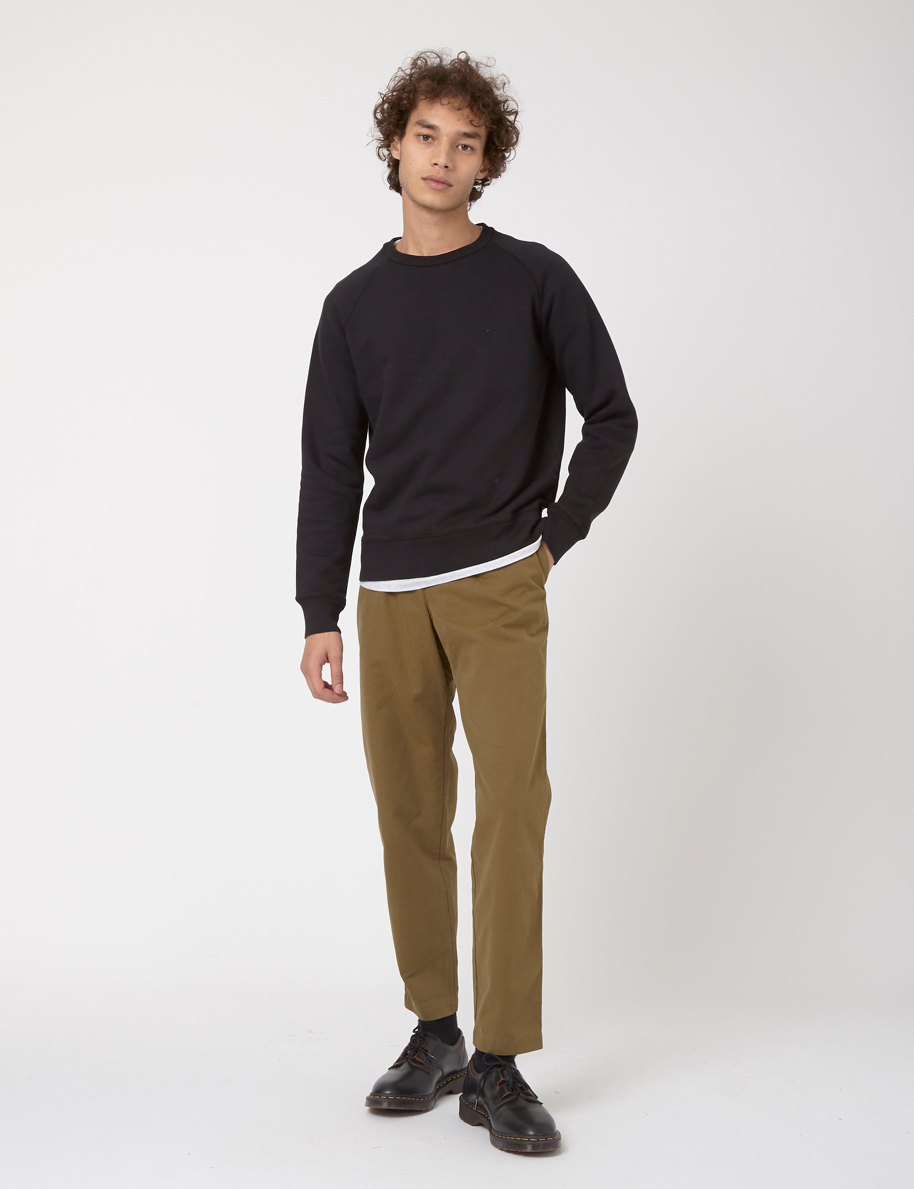 BHODE 'Besuto' Raglan Cew Sweatshirt - Black (Organic Cotton, 360gms)