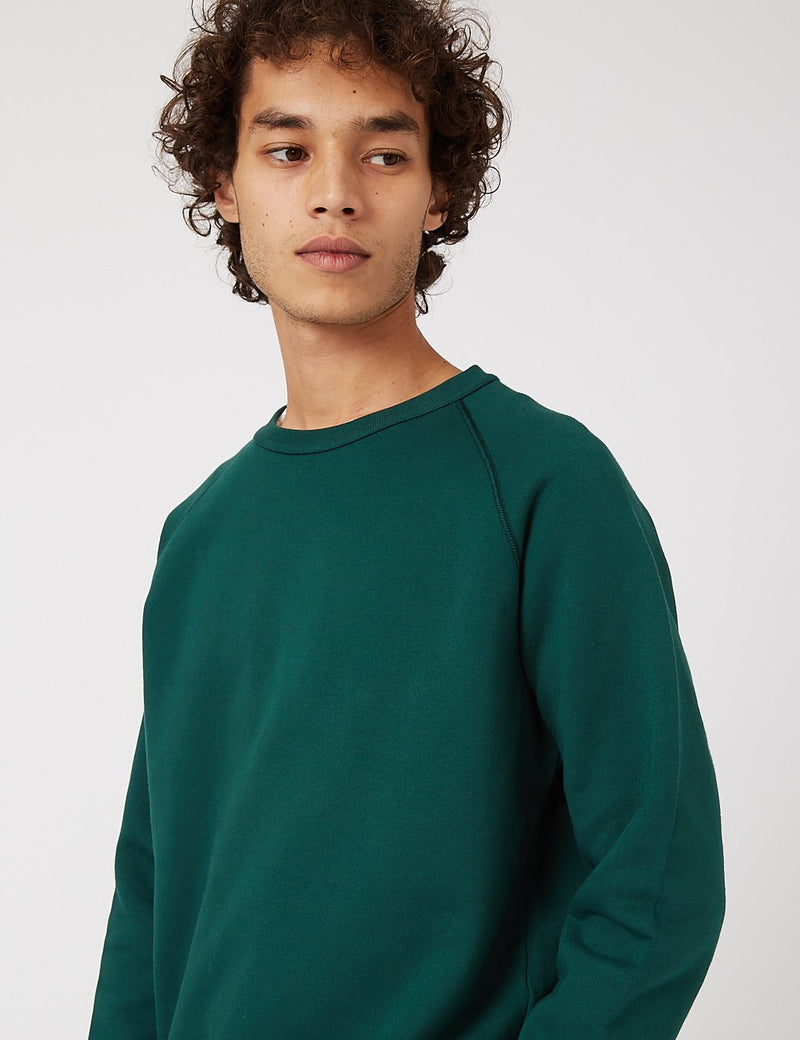 Bhode Besuto Raglan Sweatshirt - Forest Green (Organic Cotton, 360gms)