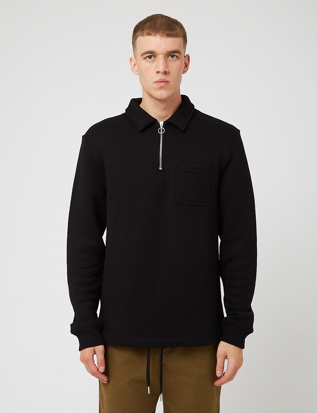 Bhode Everyday Half-Zip Collar Sweatshirt (Loopback) - Black