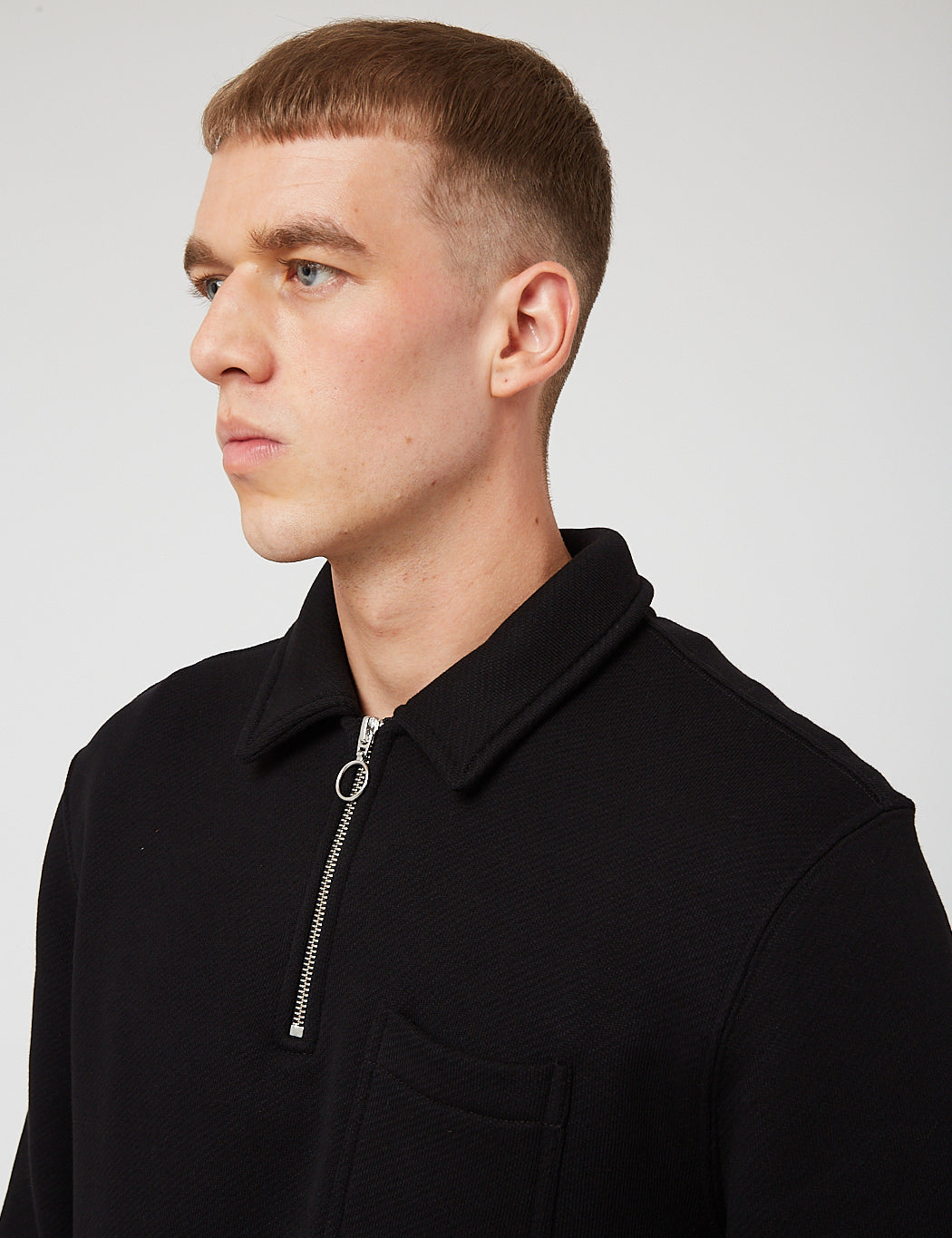 Bhode Everyday Half-Zip Collar Sweatshirt (Loopback) - Black