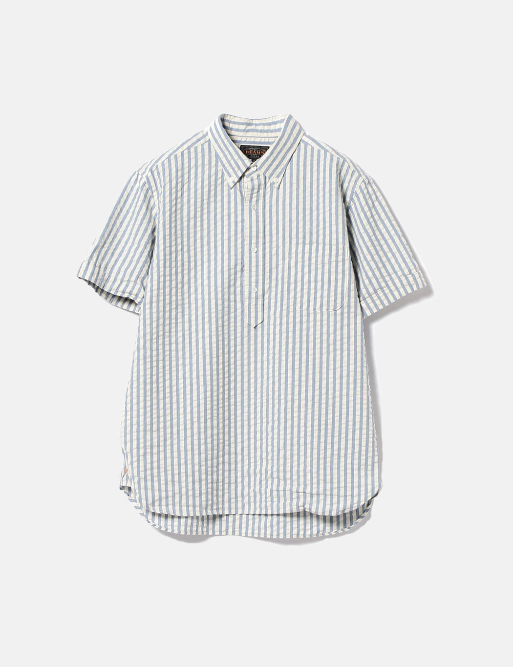 Beams Plus B.D Short Sleeve Pullover Shirt (Seersucker) - Indigo Blue — BHODE