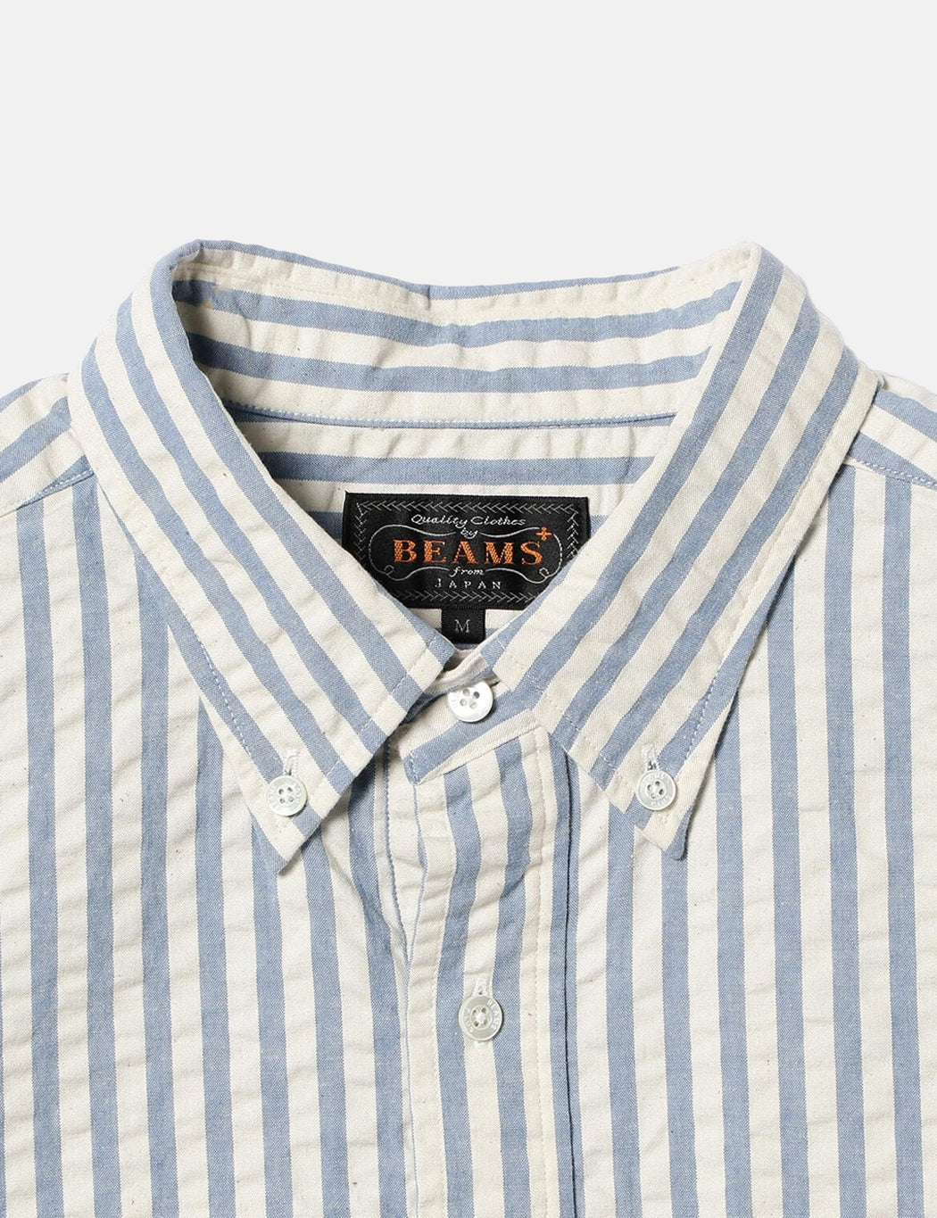 Beams Plus B.D Short Sleeve Pullover Shirt (Seersucker) - Indigo Blue — BHODE