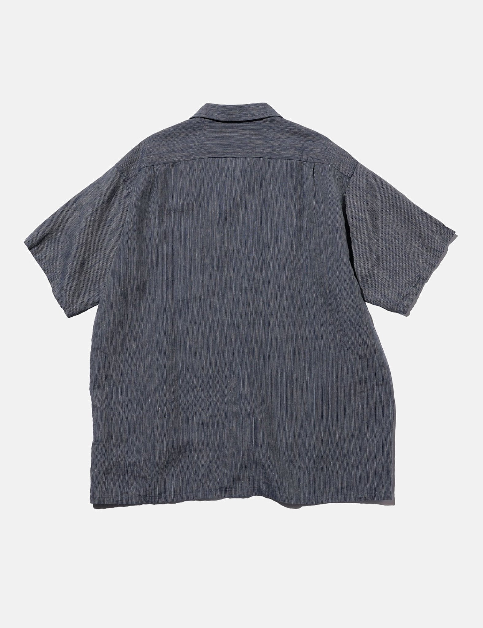 Beams Plus Open Collar Indigo Linen Stripe Shirt - Indigo Blue — BHODE