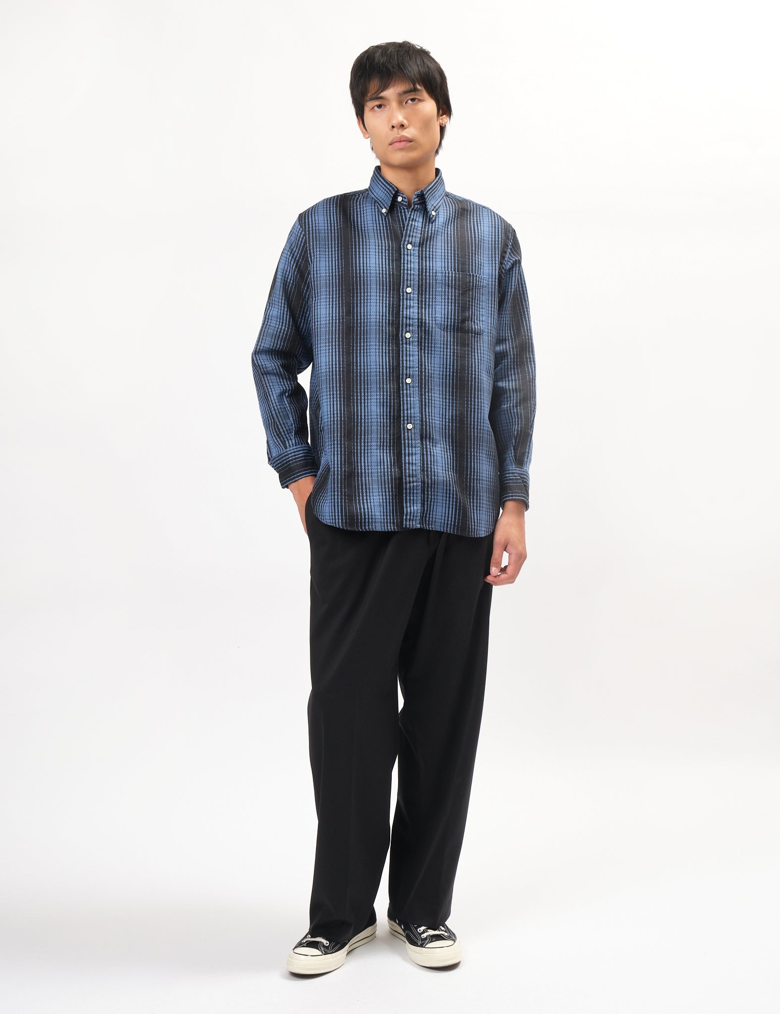 Beams Plus B.D. Check Print Flannel Shirt - Blue — BHODE