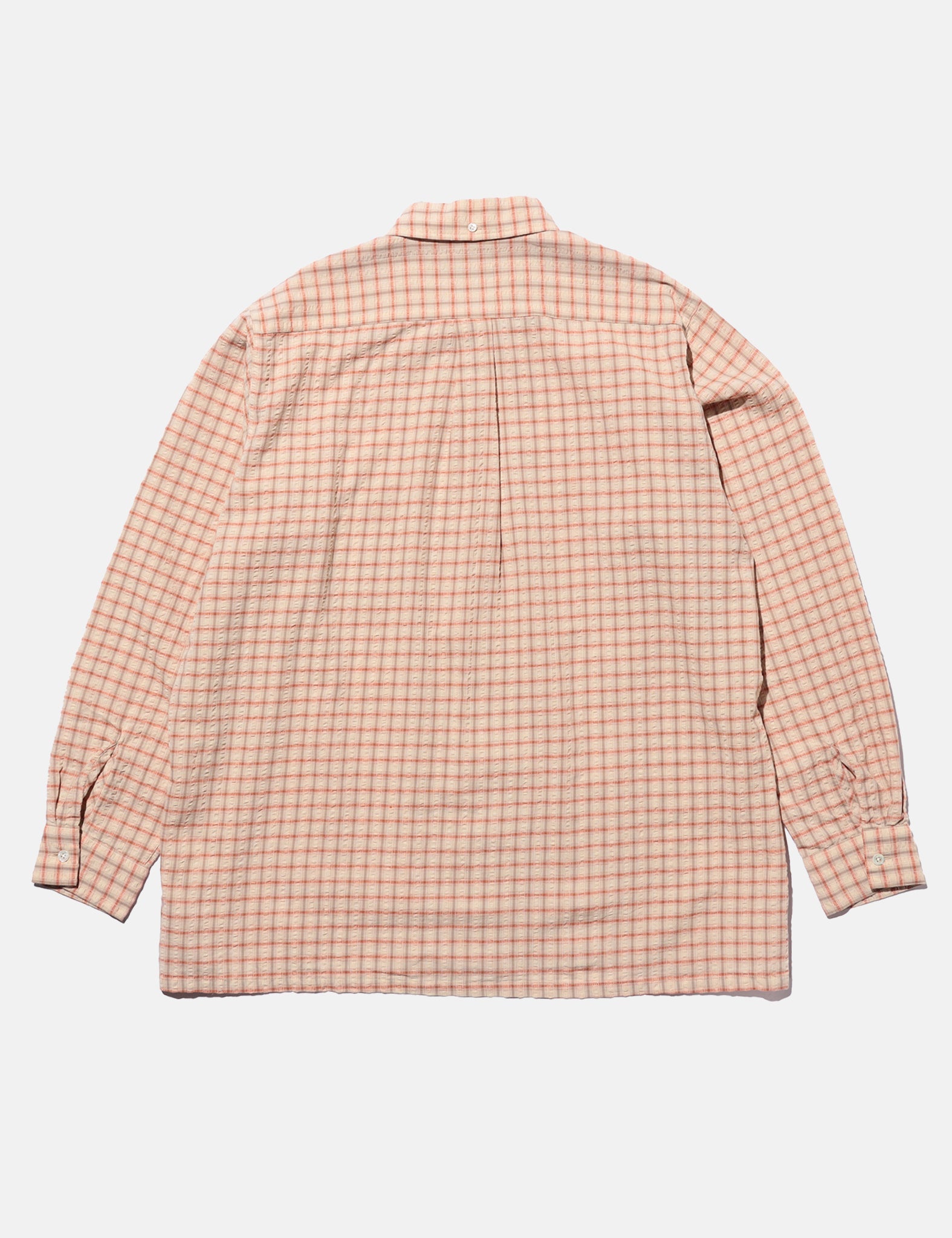Beams Plus Open B.D. Plaid Shirt (Seersucker) - Red — BHODE