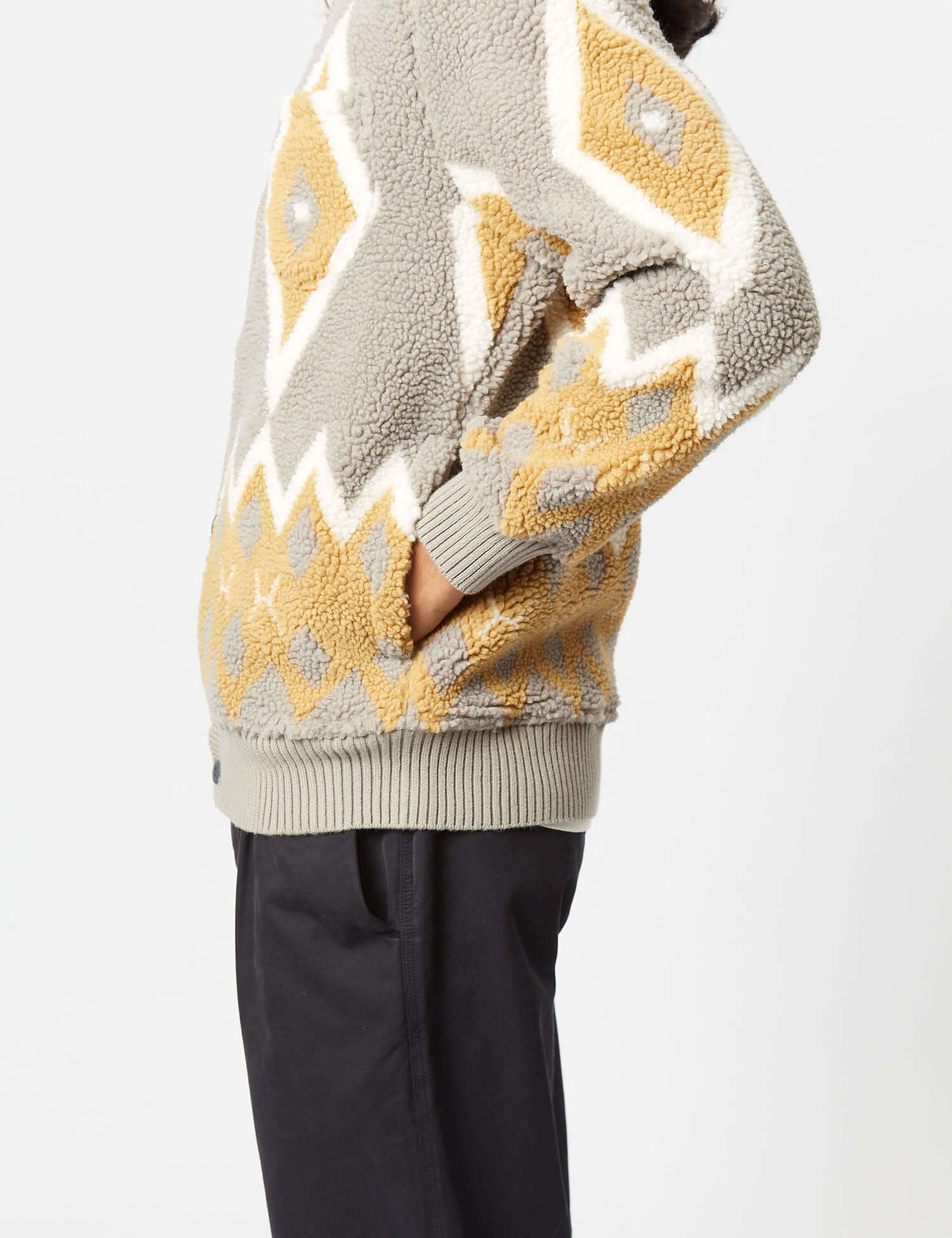 Beams Plus Boa Cardigan - Light Grey/Mustard — BHODE