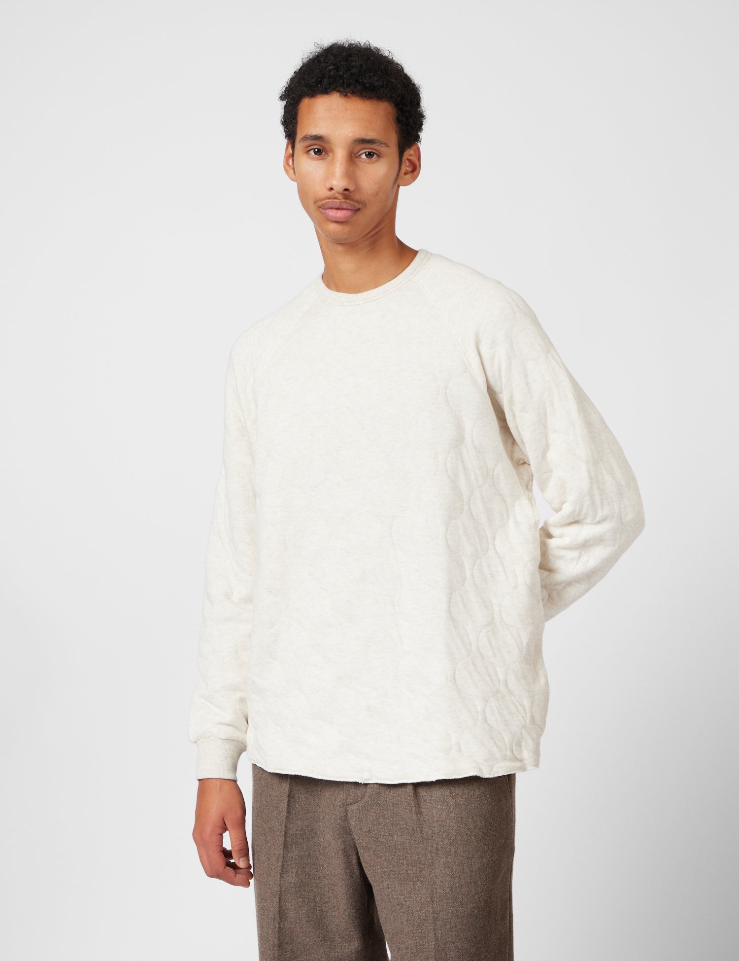 Beams Plus MIL Quilt Crew Sweatshirt - Oatmeal — BHODE
