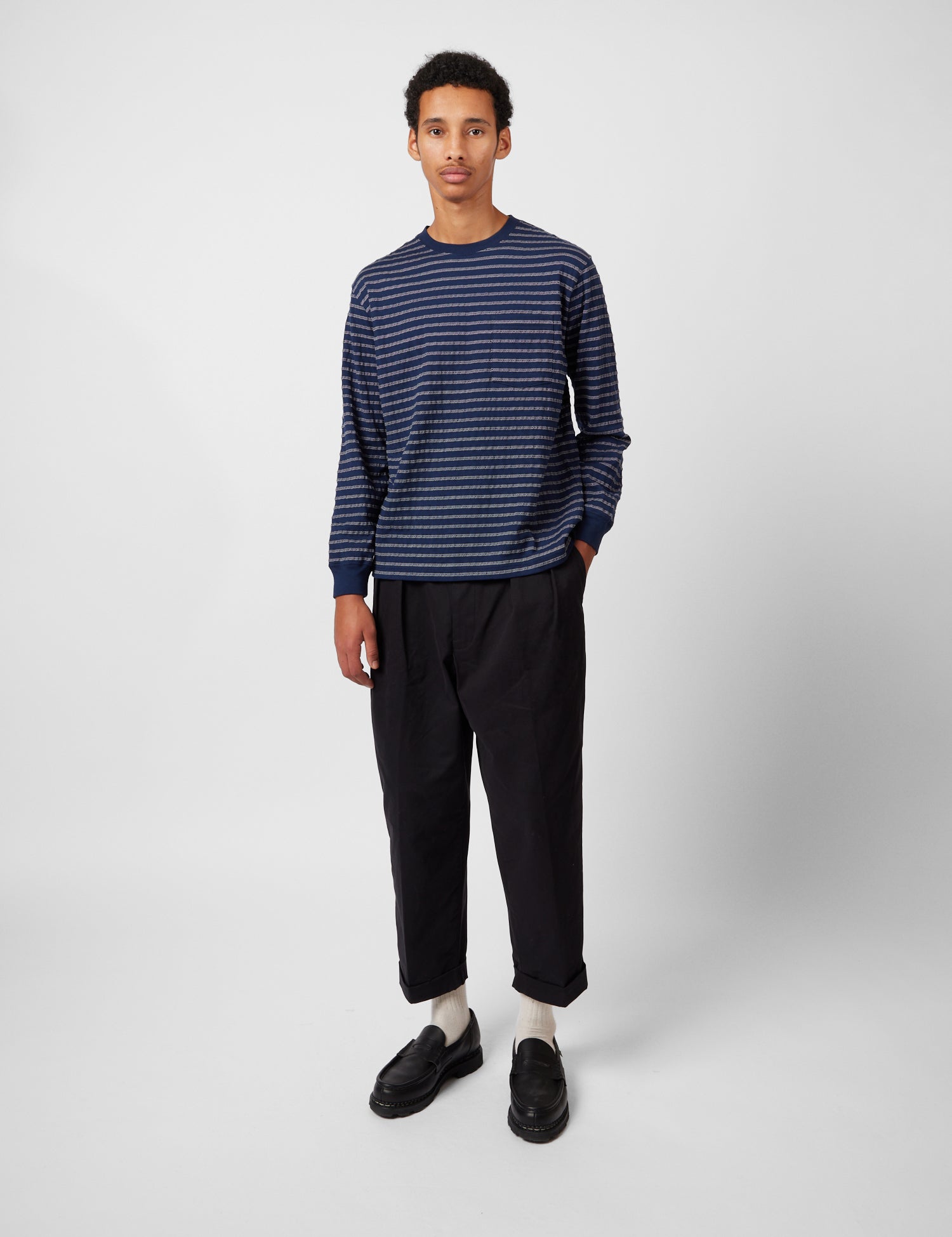 Beams Plus 2 Pleat Twill Trousers - Black — BHODE