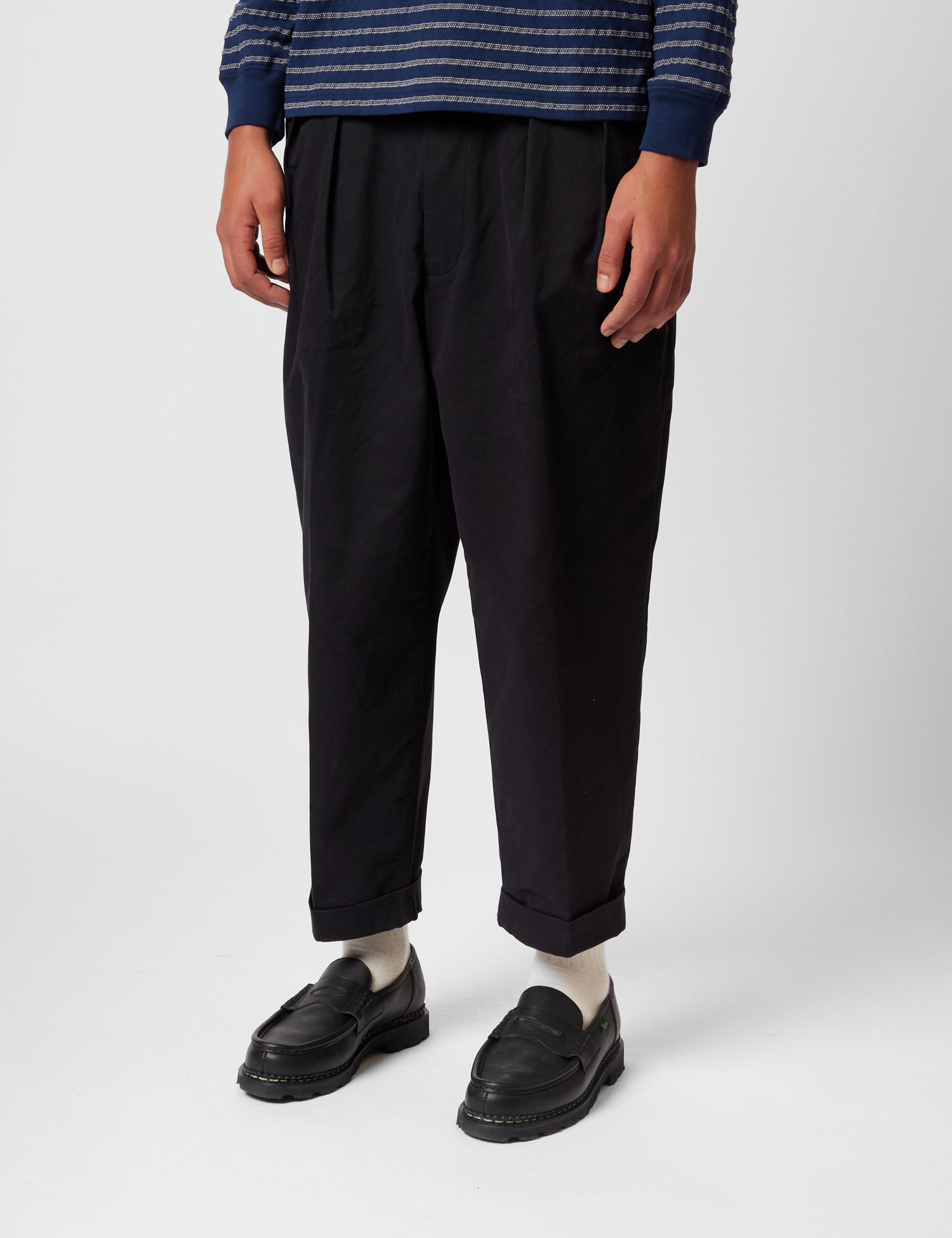 Beams Plus 2 Pleat Twill Trousers - Black — BHODE