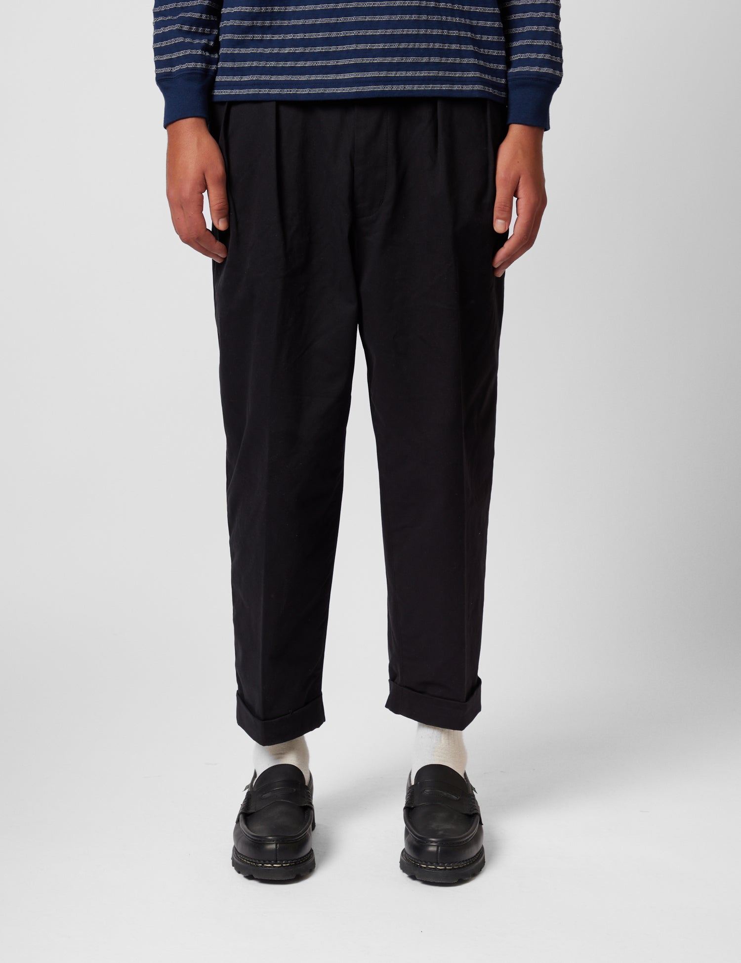 Beams Plus 2 Pleat Twill Trousers - Black — BHODE