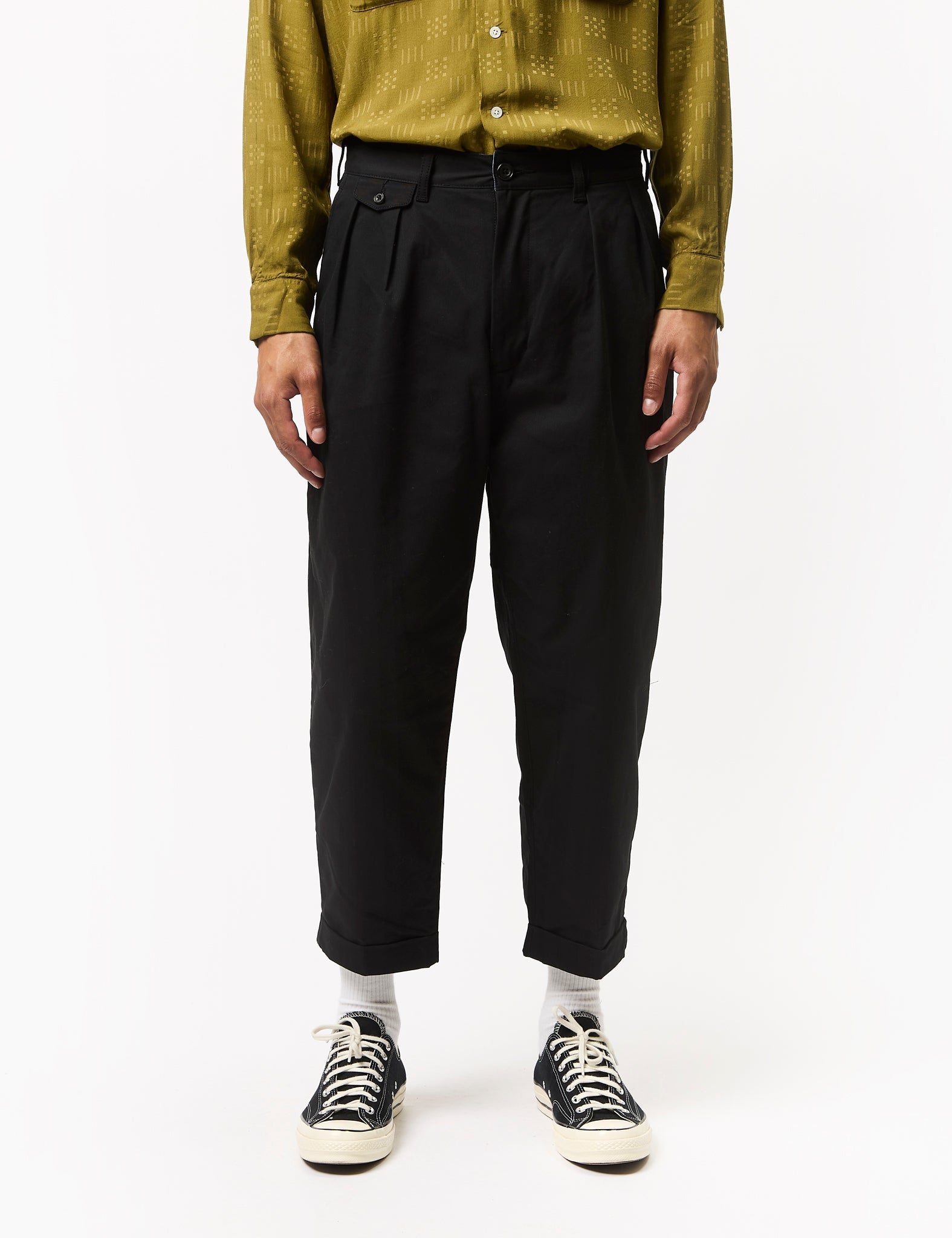 Beams Plus 2 Pleat Twill Trousers - Black — BHODE