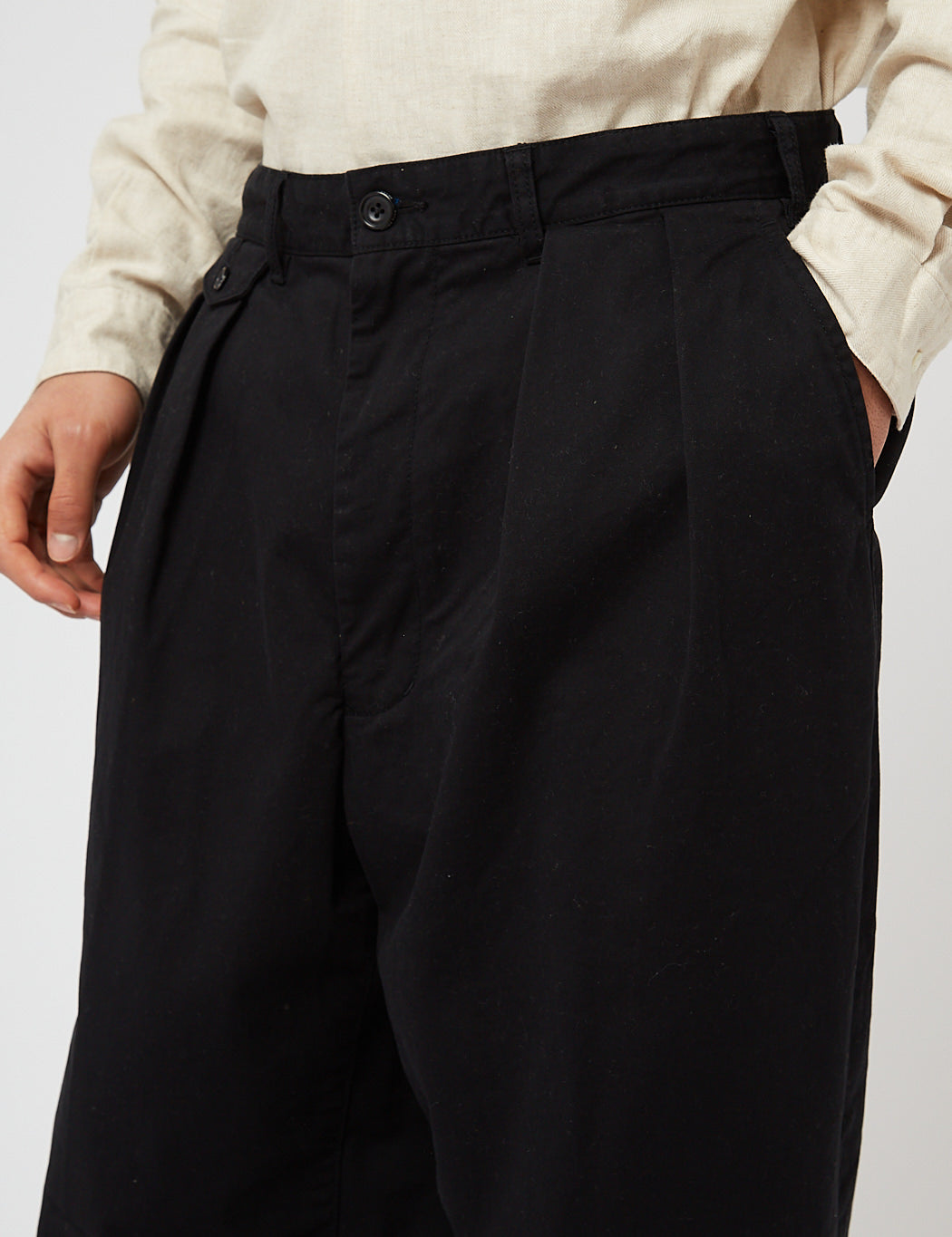 Beams Plus 2 Pleat Twill Trousers - Black — BHODE