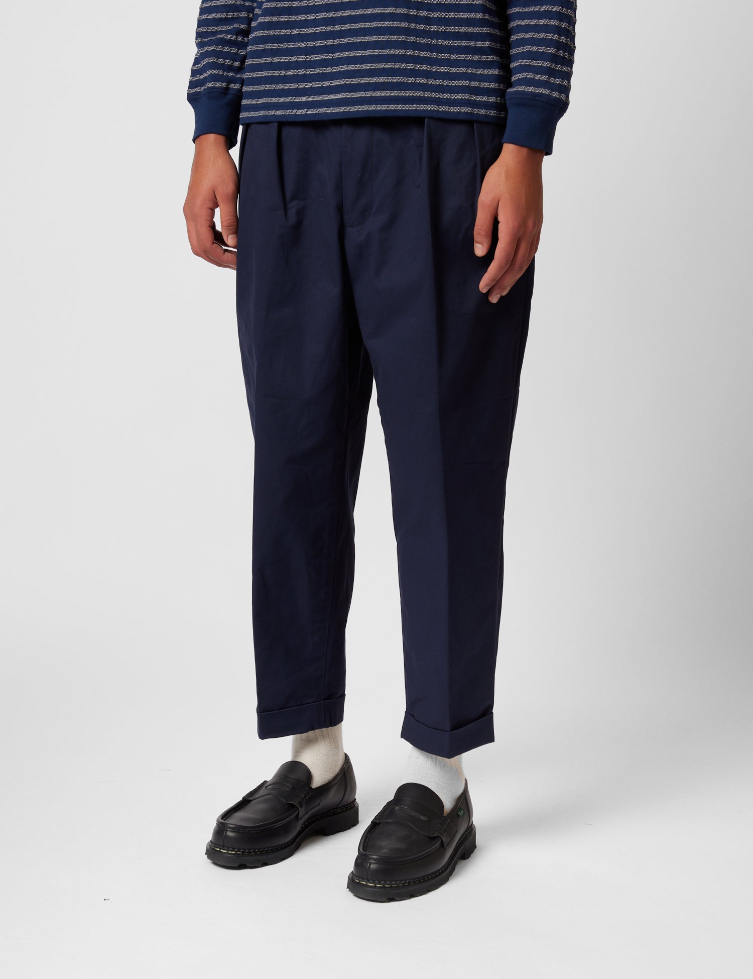 Beams Plus 2 Pleat Twill Pants - Dark Navy Blue — BHODE