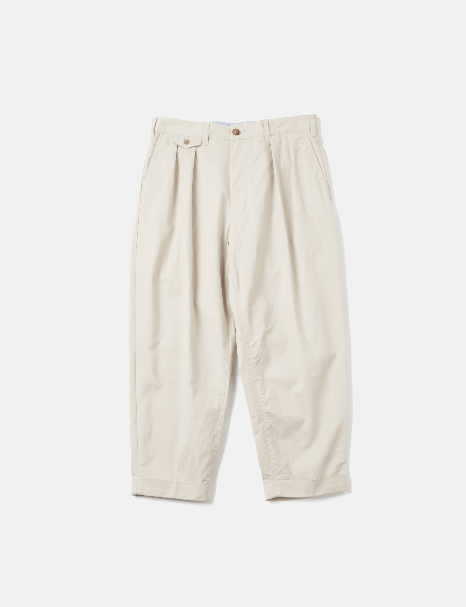 Beams Plus 2 Pleat Twill Trousers - Cement Grey — BHODE