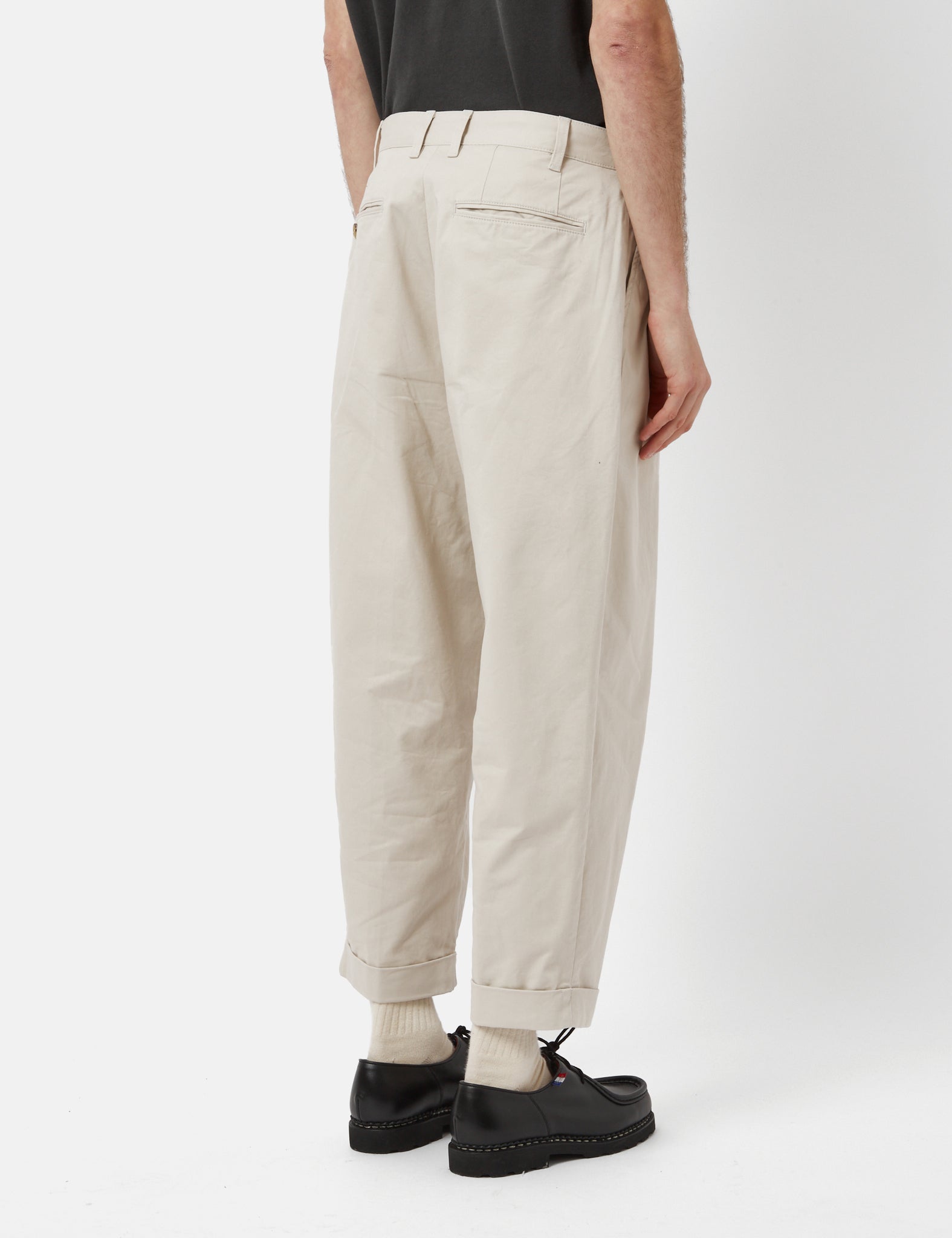 Beams Plus 2 Pleat Twill Trousers - Cement Grey — BHODE