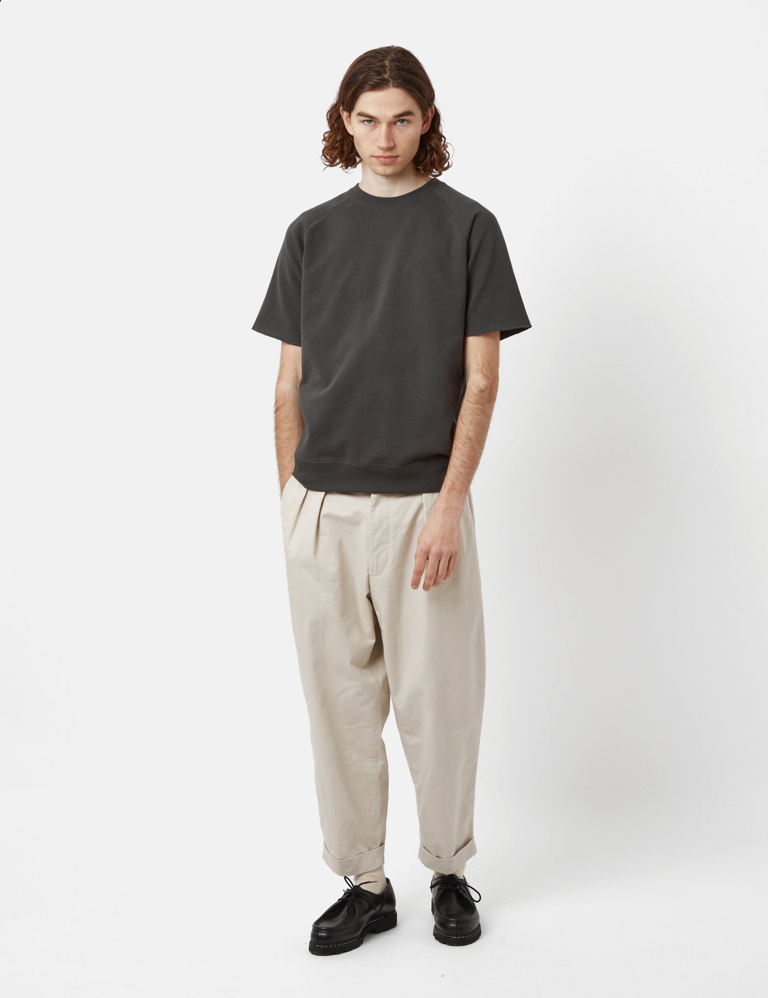 Beams Plus 2 Pleat Twill Trousers - Cement Grey — BHODE