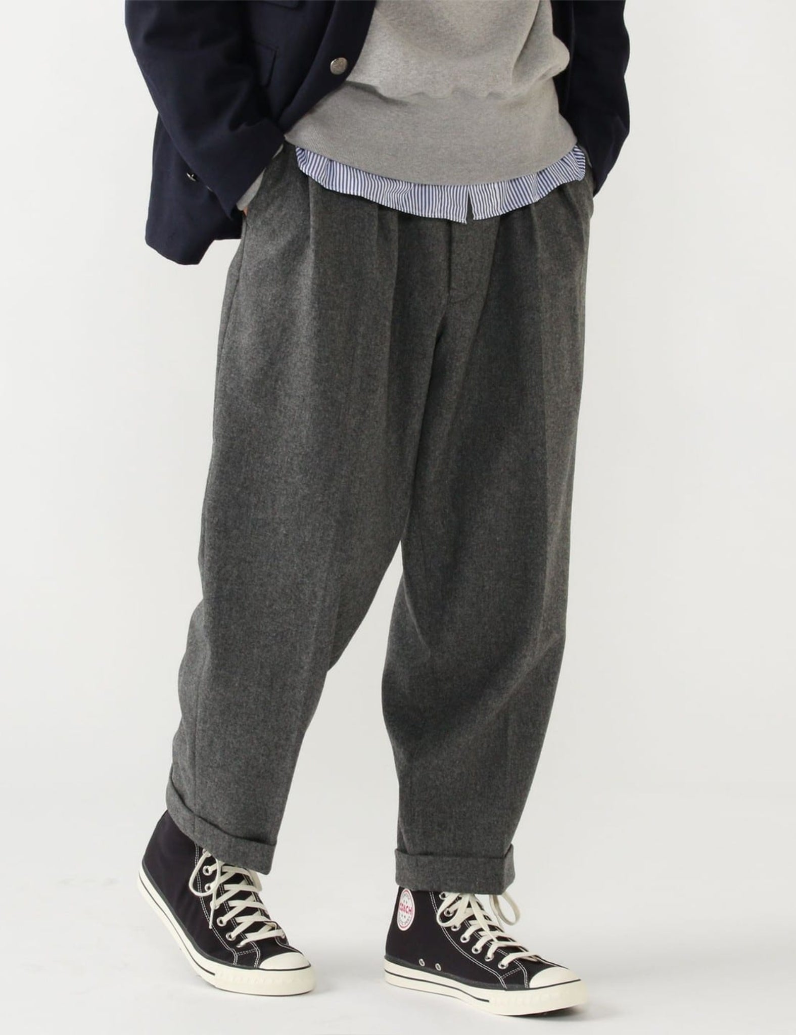 Beams Plus 2 Pleats Tapered Flannel - Grey — BHODE