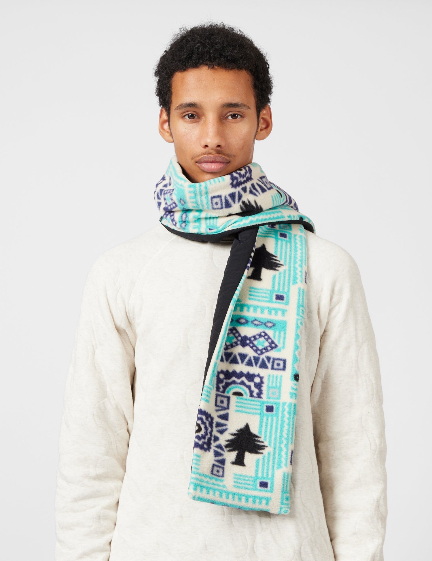 Beams Plus Muffler Boa Quilting Scarf - Black/Animal — BHODE