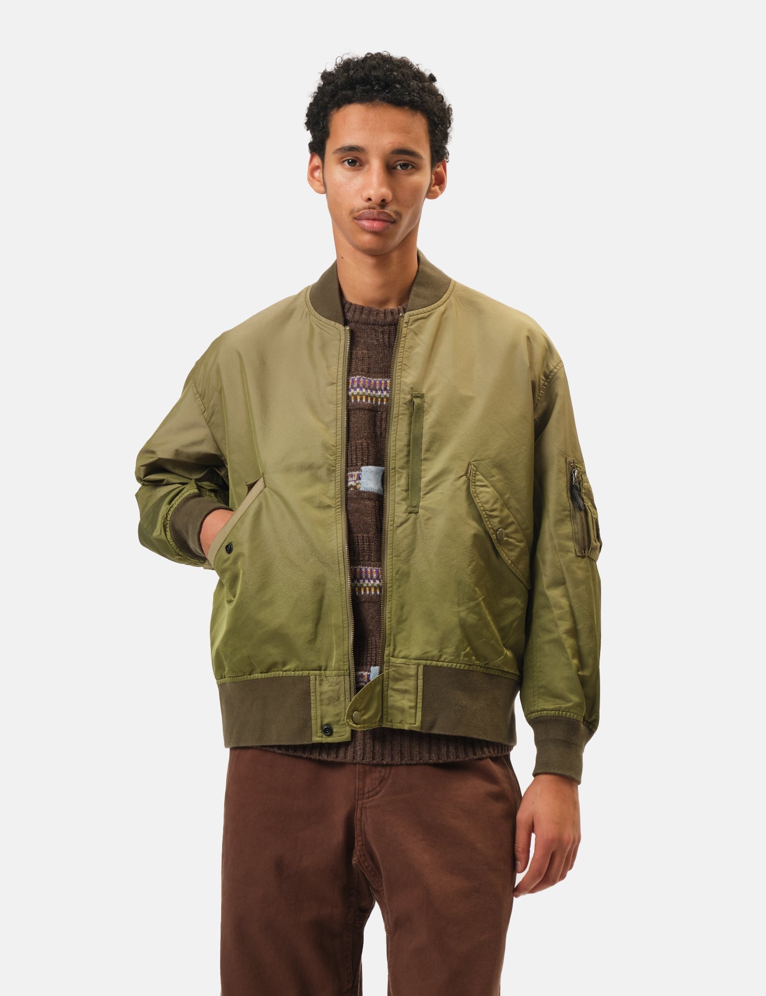 Beams Plus MIL Flight Jacket Iridescent Twill - Olive Green — BHODE