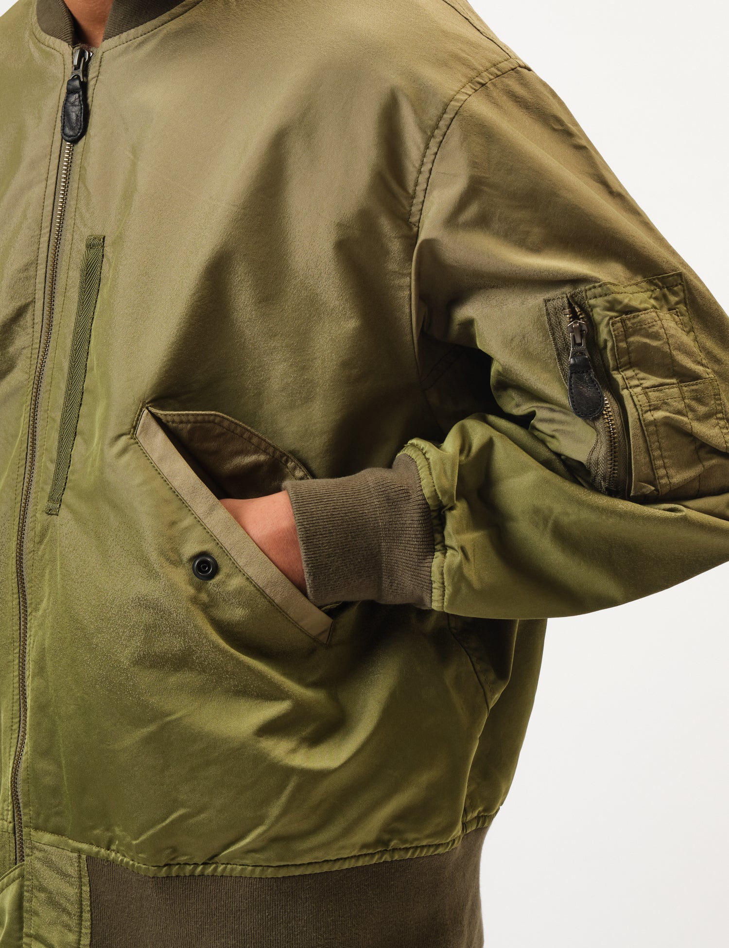 Beams Plus MIL Flight Jacket Iridescent Twill - Olive Green — BHODE