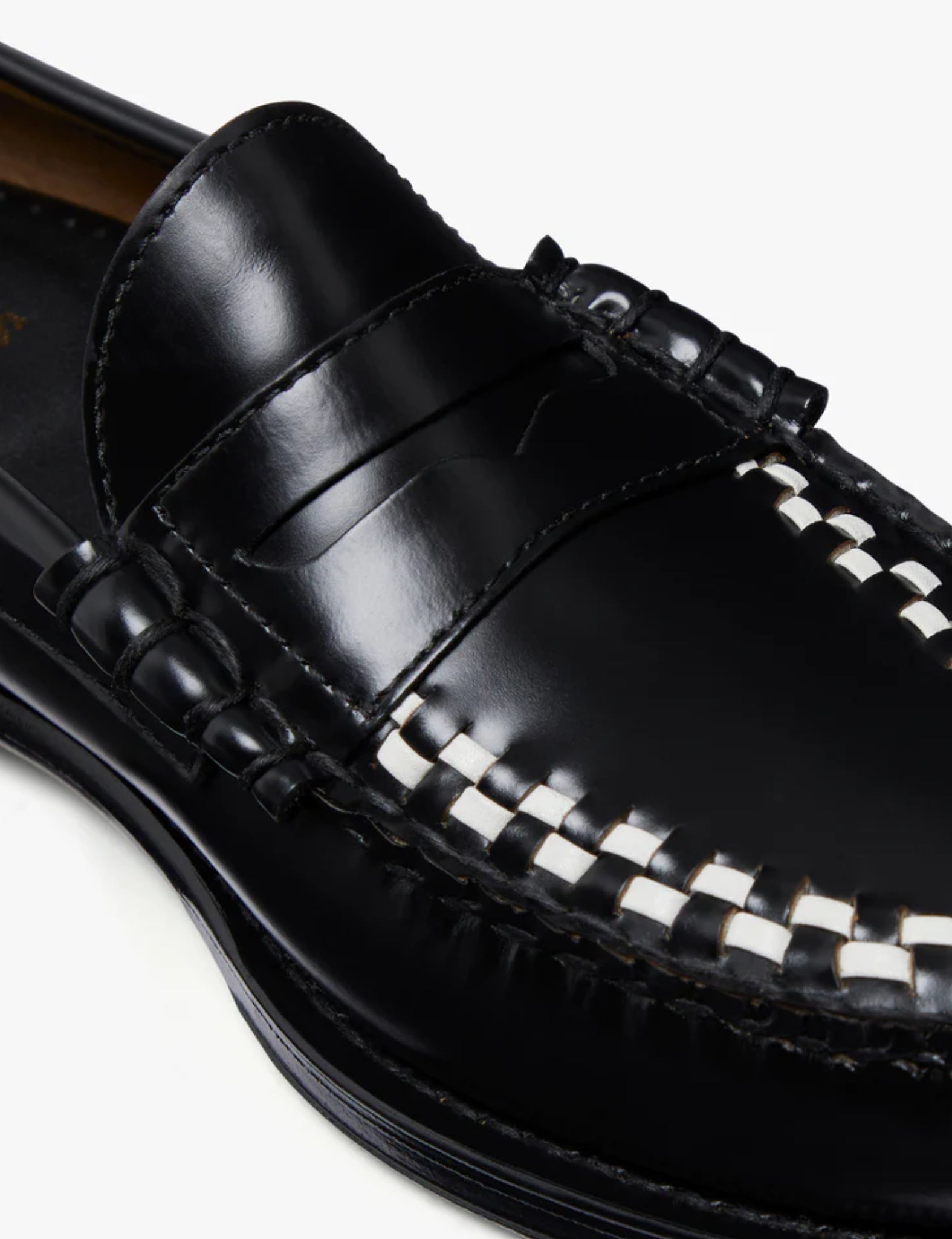 G.H. Bass Weejun Larson Weave Moc Loafer (Leather) - Black/White — BHODE