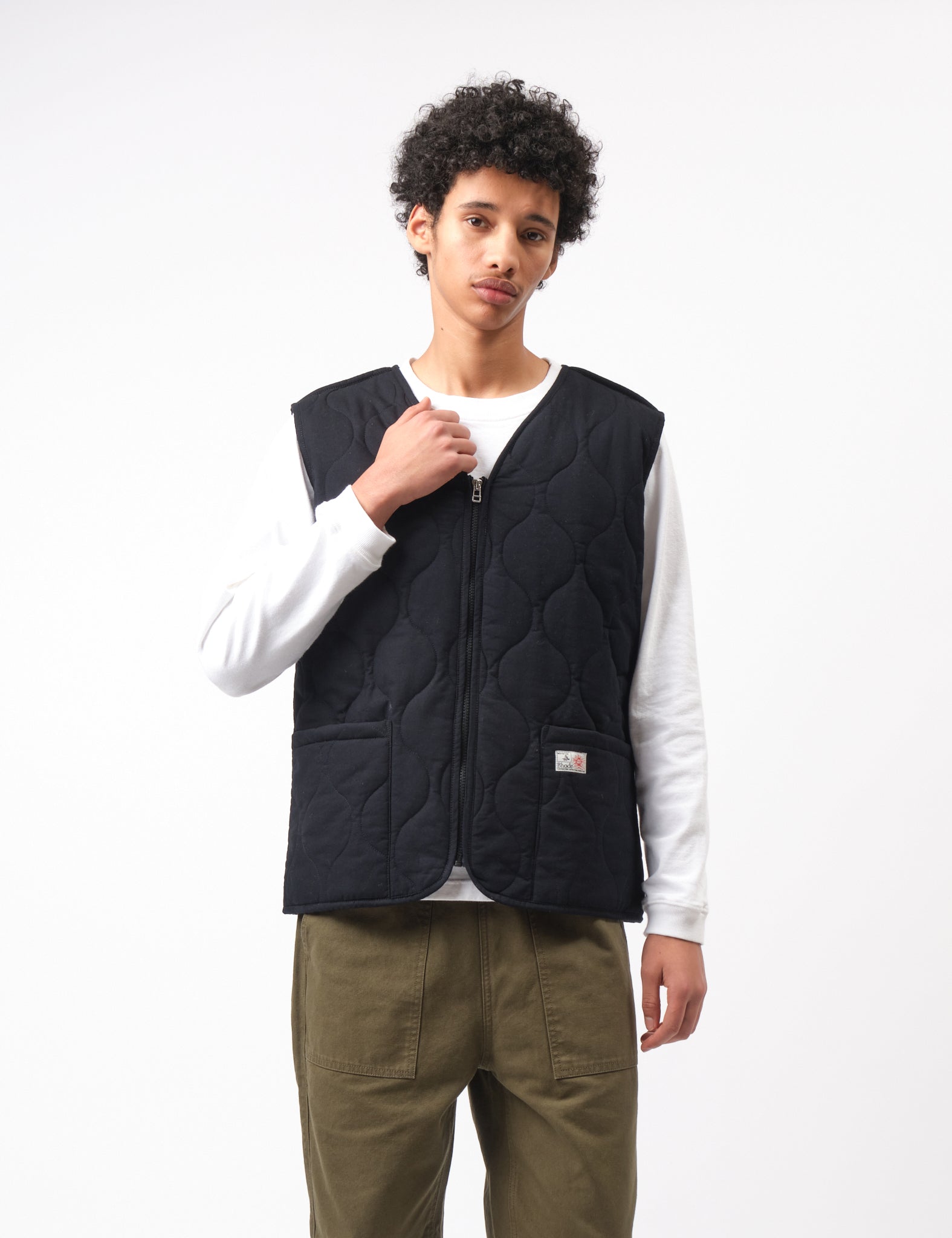 Bhode Quilted Zip Gilet - Black