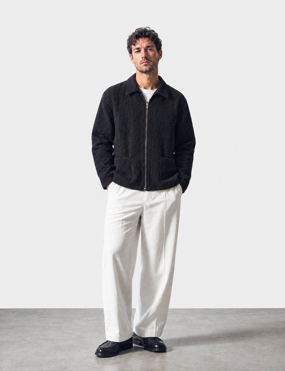 Bhode Textured Zip Jacket - Black