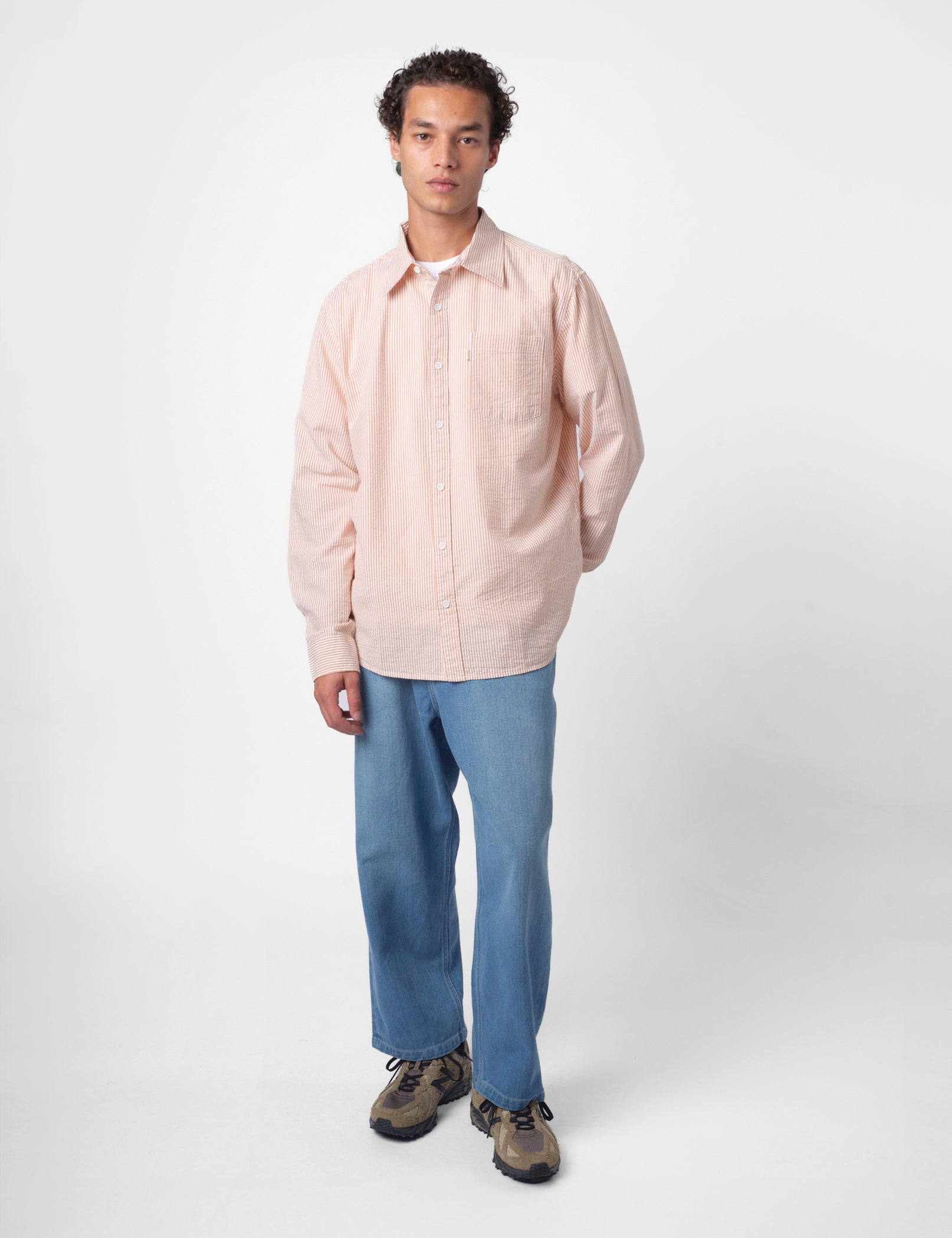 Bhode Box Seersucker Shirt - White/Rust